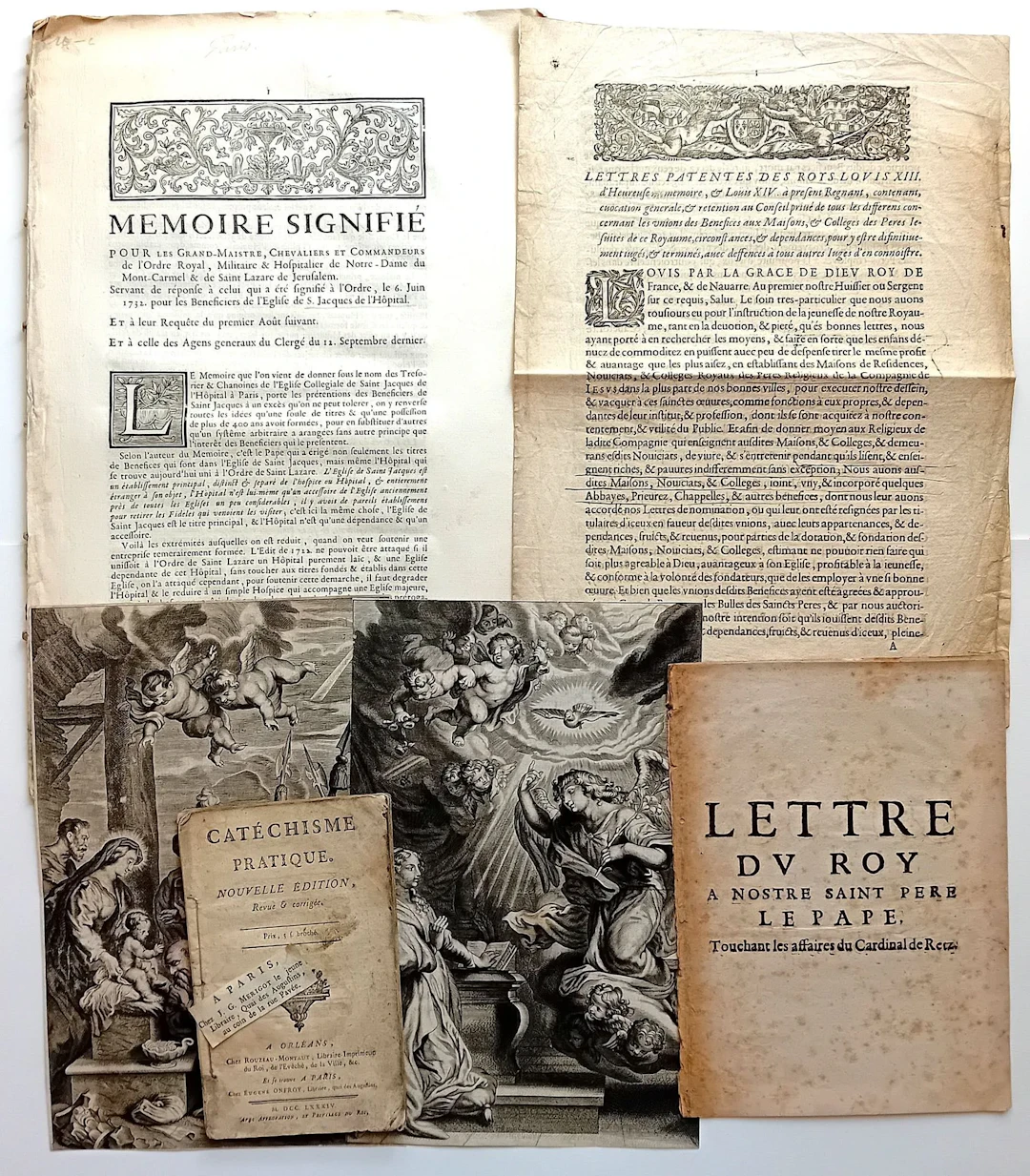 RELIGION. 6 items (4 printed sheets and 2 engravings): “Lett - Lot 18