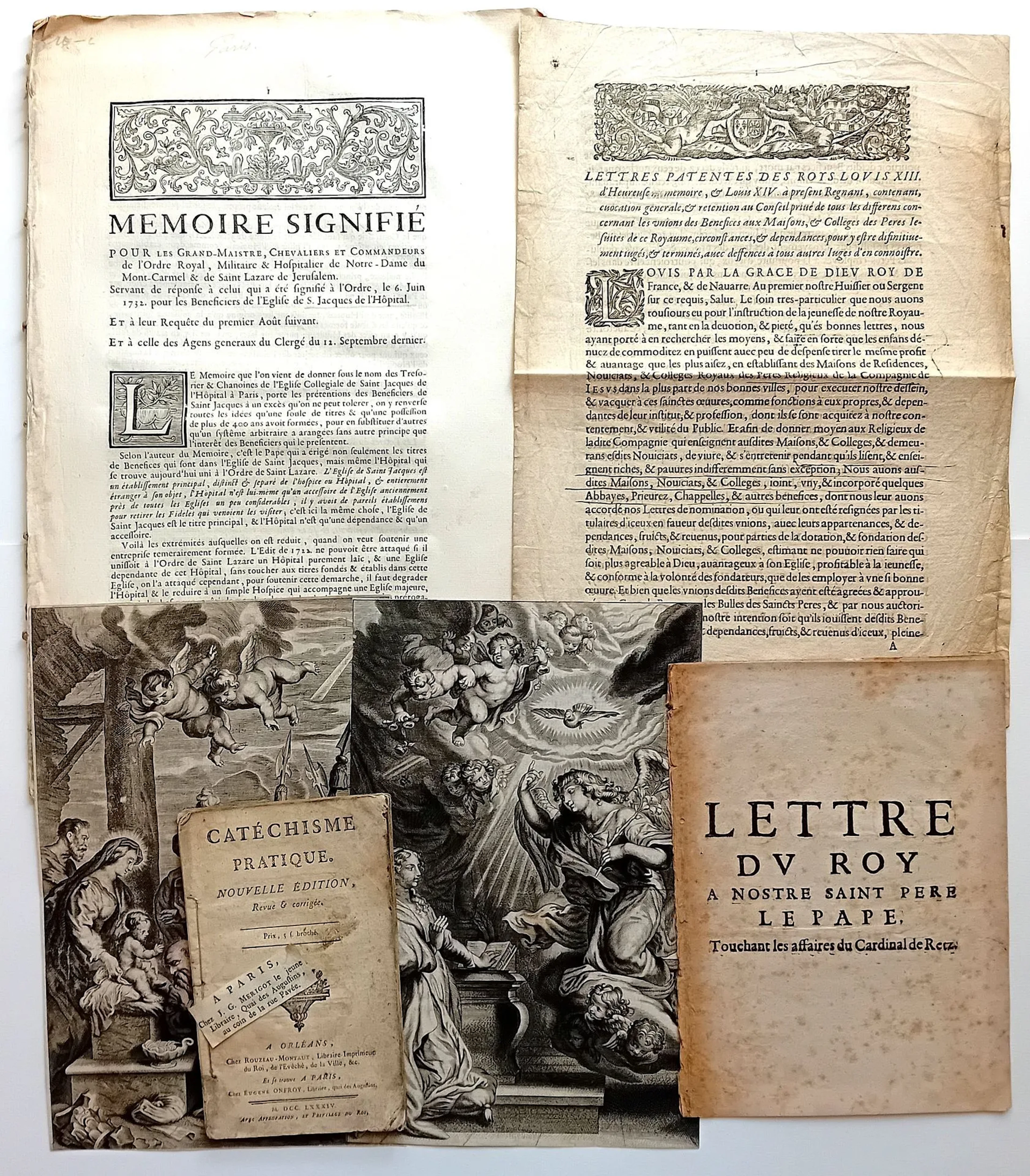RELIGION. 6 items (4 printed sheets and 2 engravings): “Lett - Lot 18