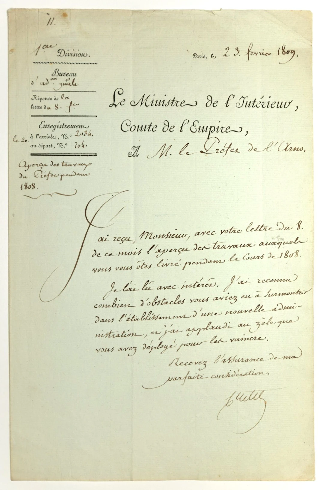 DEPARTMENT OF ARNO (Italy). Letter signed by Emmanuel CRÉTET - Lot 372
