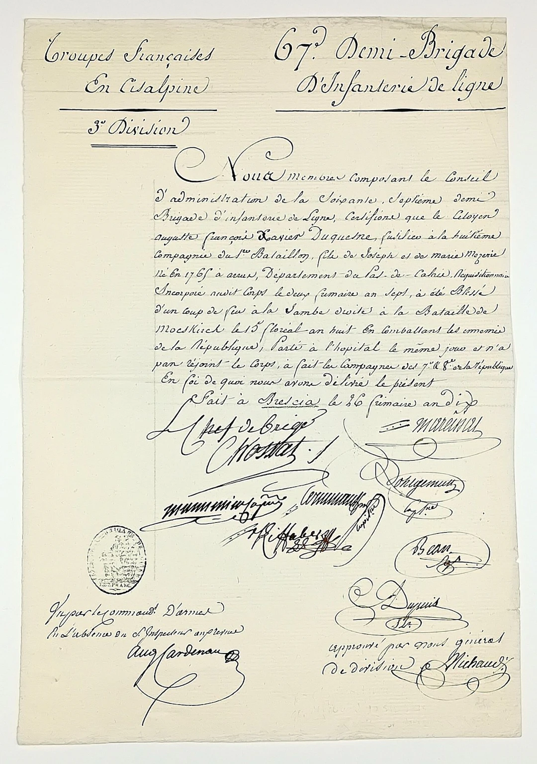 General MICHAUD (Claude-Ignace-François, Baron) Chaux-Neuve, - Lot 317