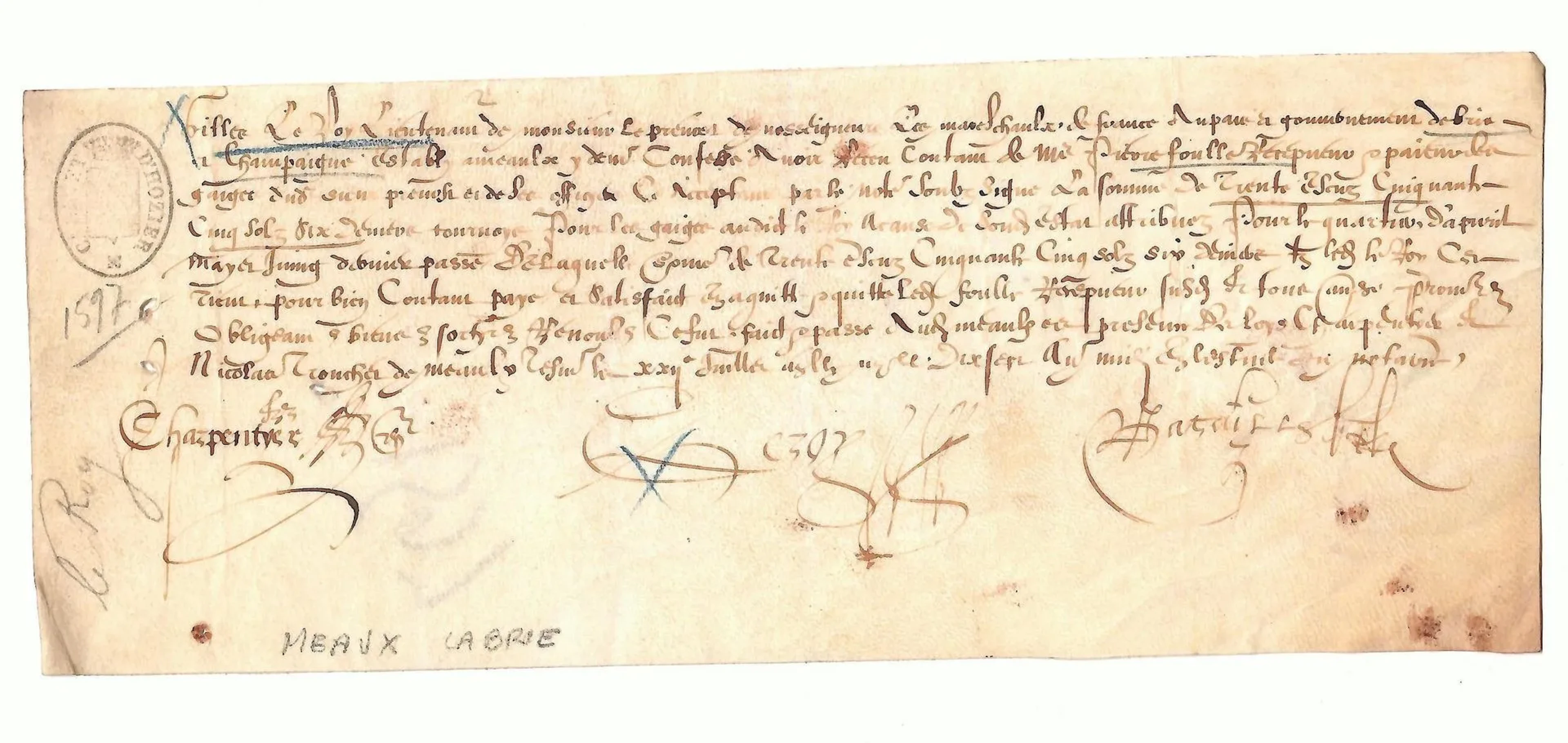 SEINE ET MARNE. 2 Parchments from the LE ROY family: MEAUX ( - Lot 35