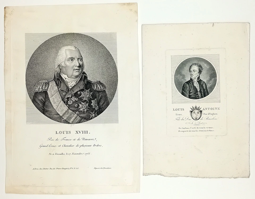 HOUSE OF BOURBON. 2 Engravings: "LOUIS XVIII, Roi de France - Lot 401