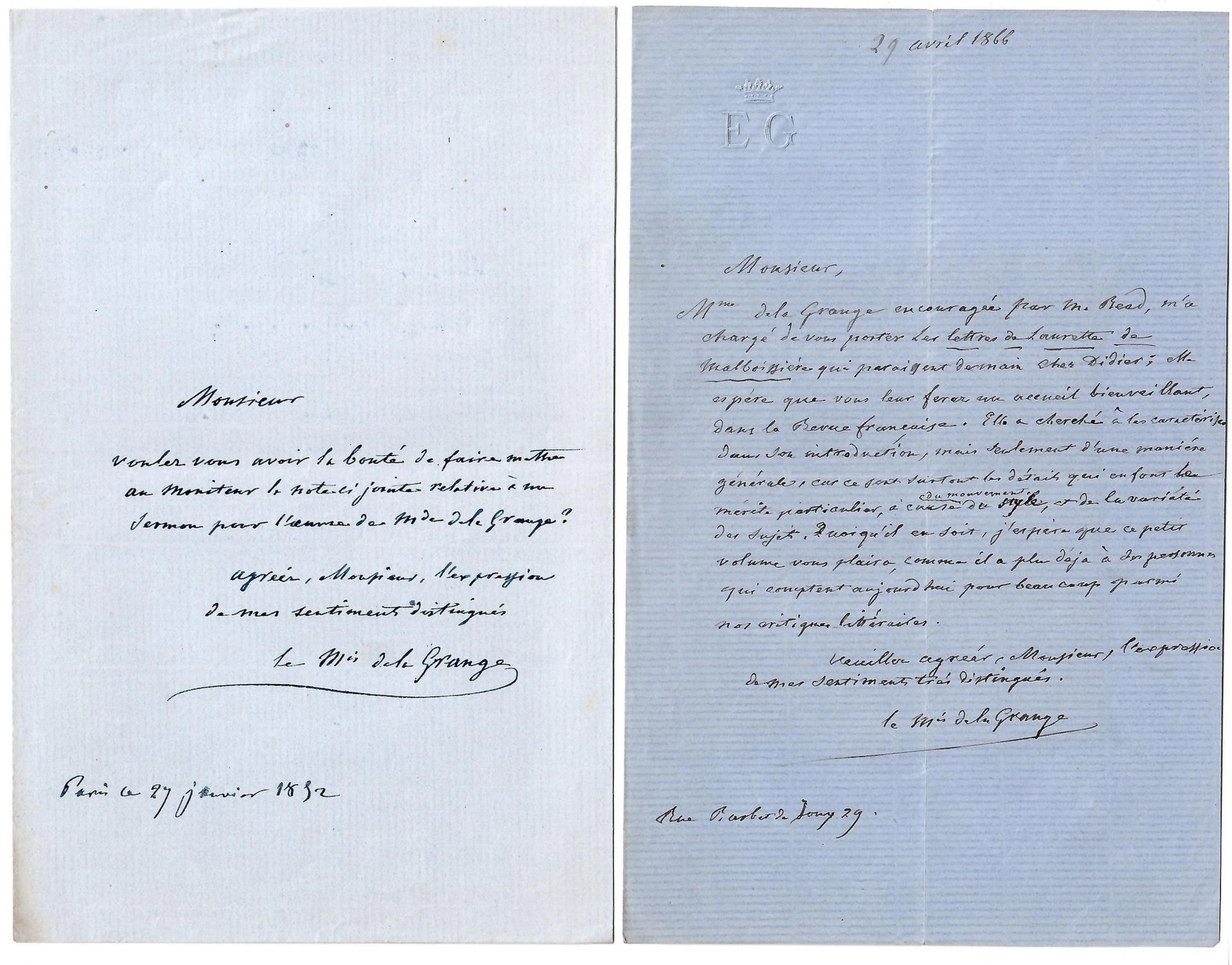 Édouard LELIÈVRE de LA GRANGE, Marquis de la Grange and de F - Lot 553