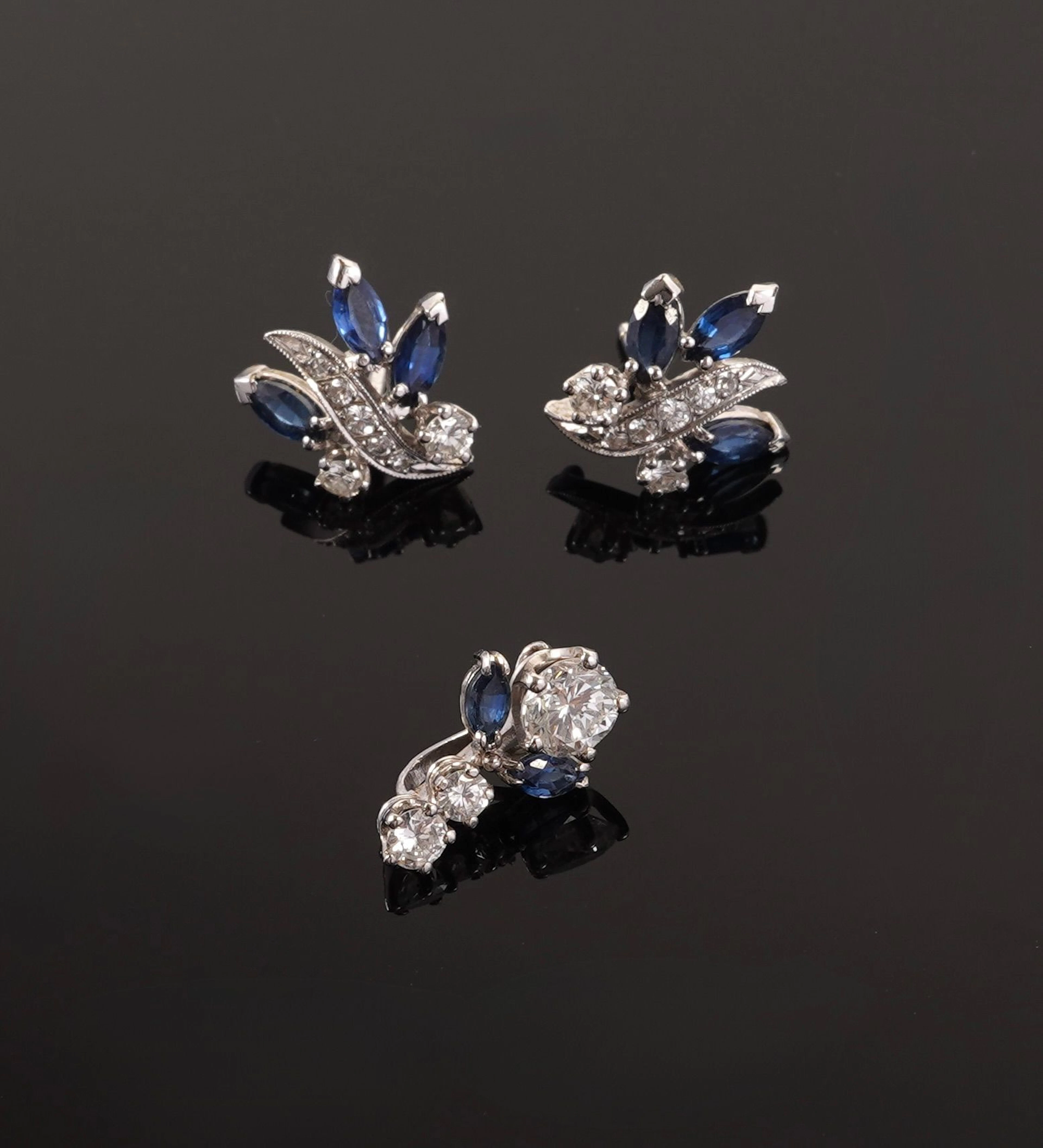 A matching set in 18k white gold (750 parts per thousand) co - Lot 361