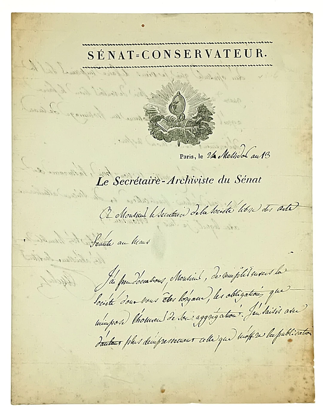 SENAT-CONSERVATEUR. Letter A. S. Louis François CAUCHY (1760 - Lot 356