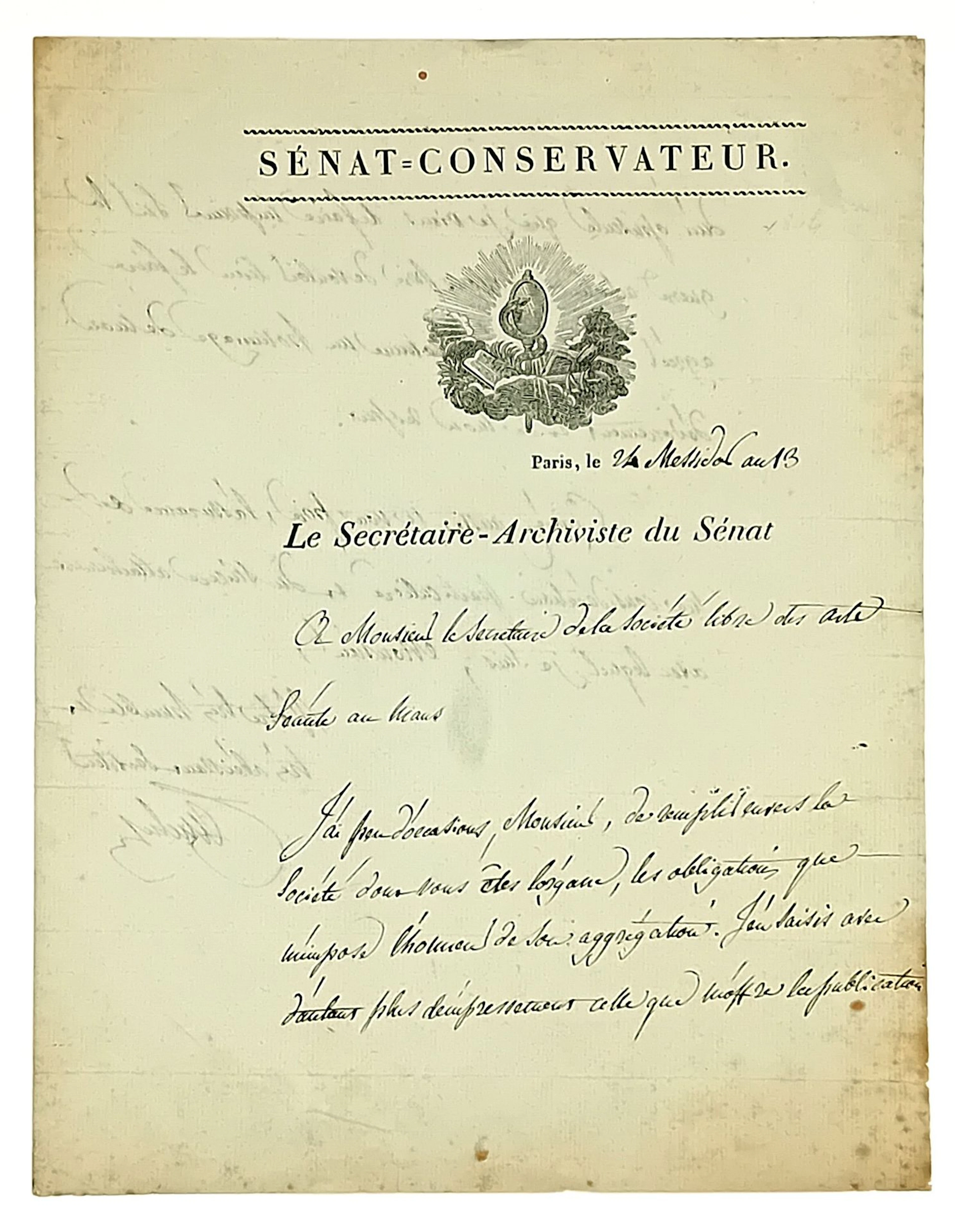 SENAT-CONSERVATEUR. Letter A. S. Louis François CAUCHY (1760 - Lot 356