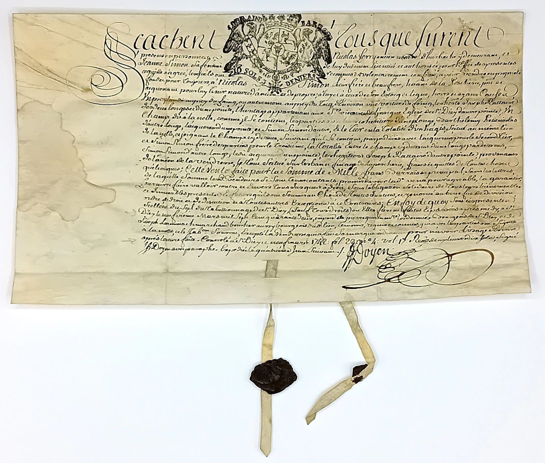 VOSGES. HURBACHE. Stamped parchment from the generality of L - Lot 67