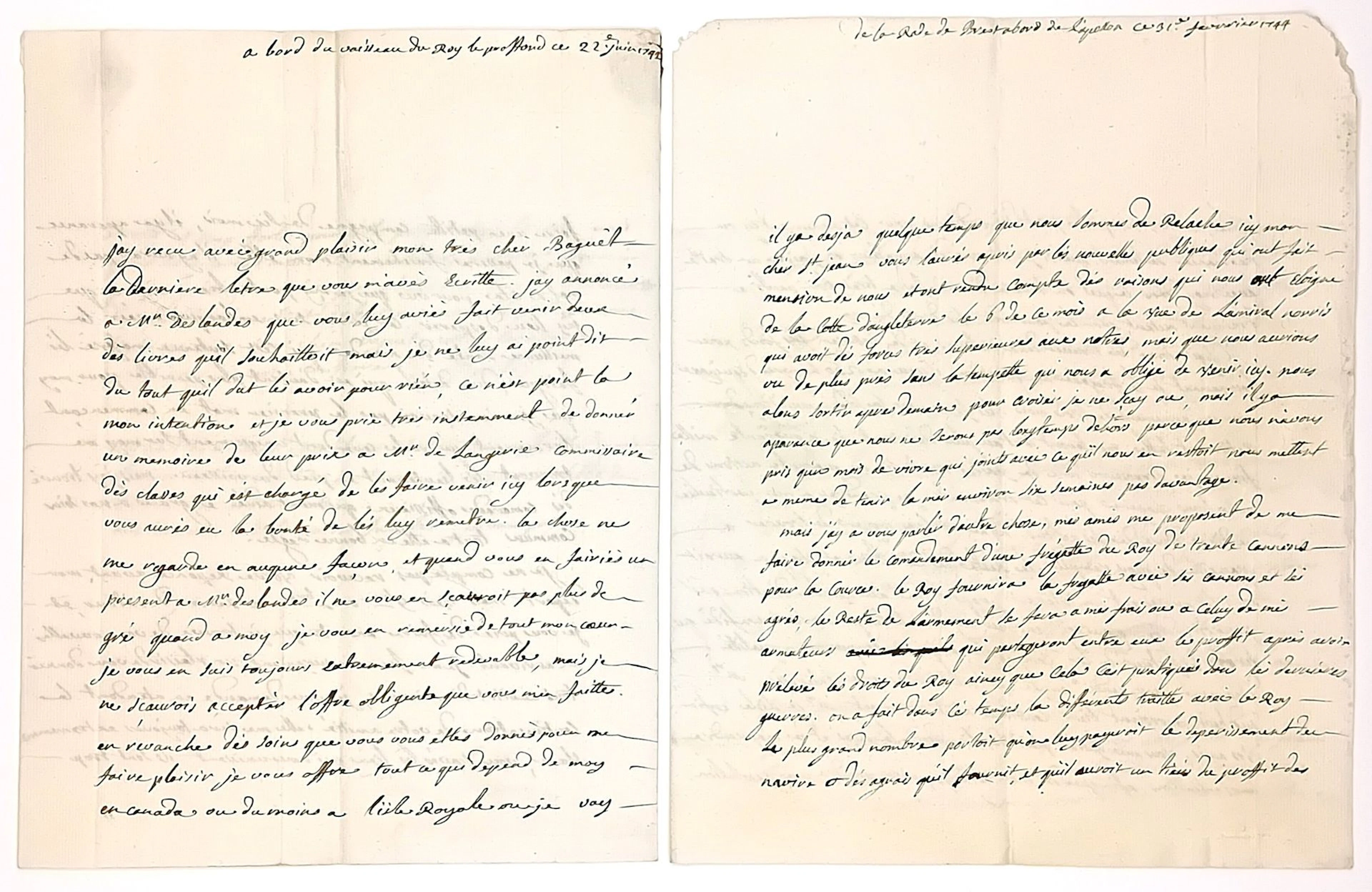 CORSAIR. CANADA. Two interesting letters signed by the young - Lot 76