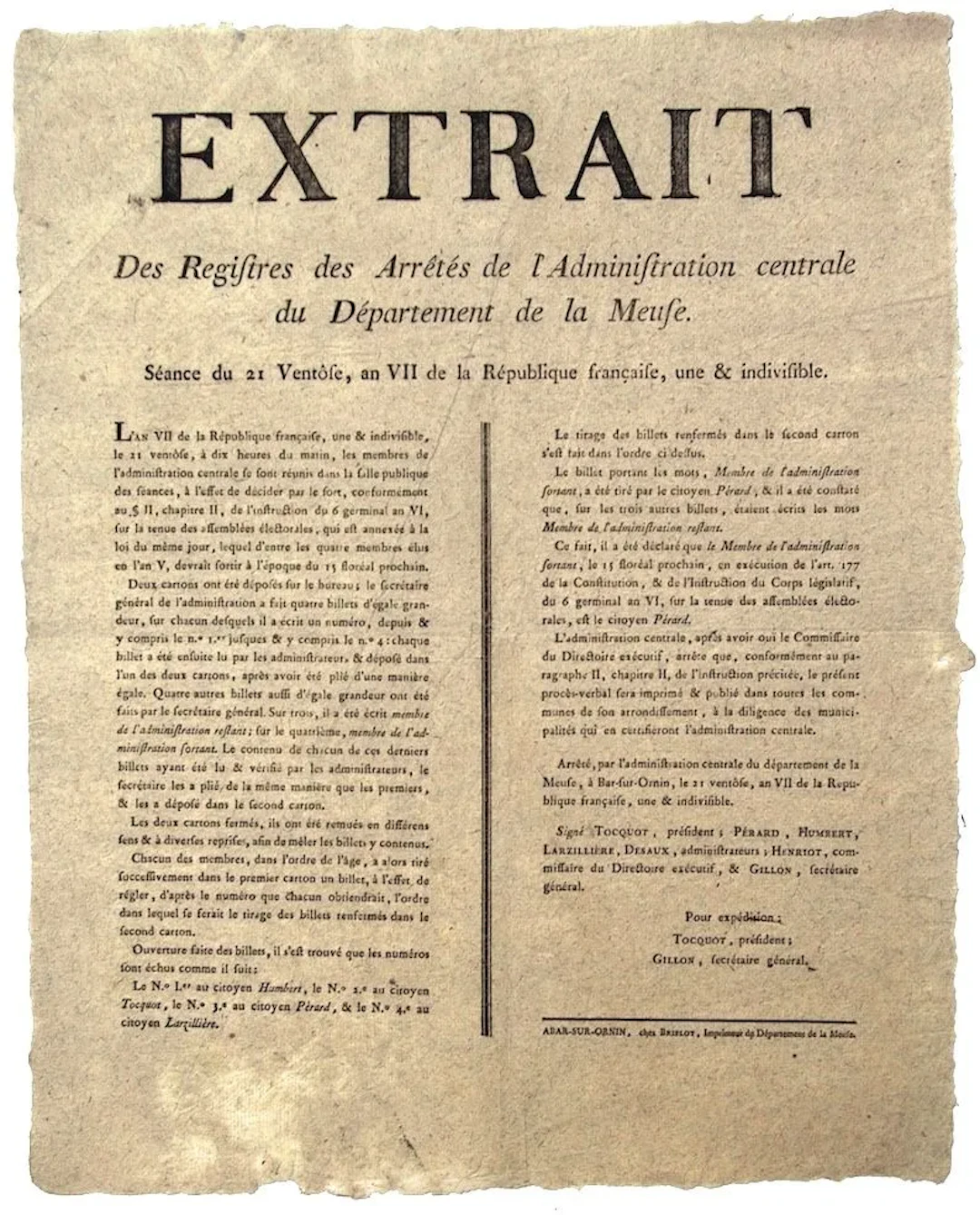 MEUSE (ELECTION). Excerpt from the Records of Decrees of the - Lot 281