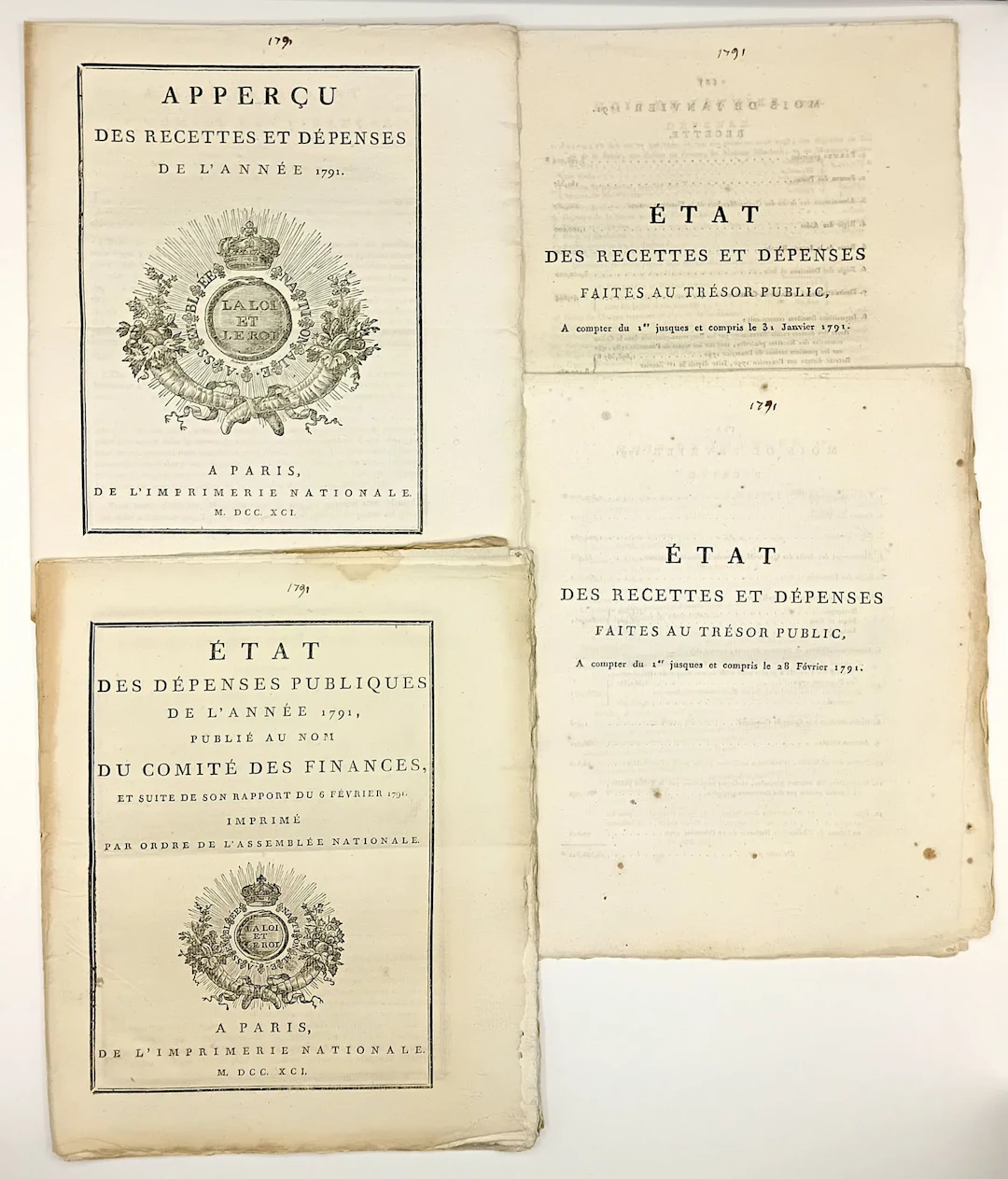REVOLUTION. 1791. STATE DEBTS. 8 Imprimés in-4°, de l'Imprim - Lot 196