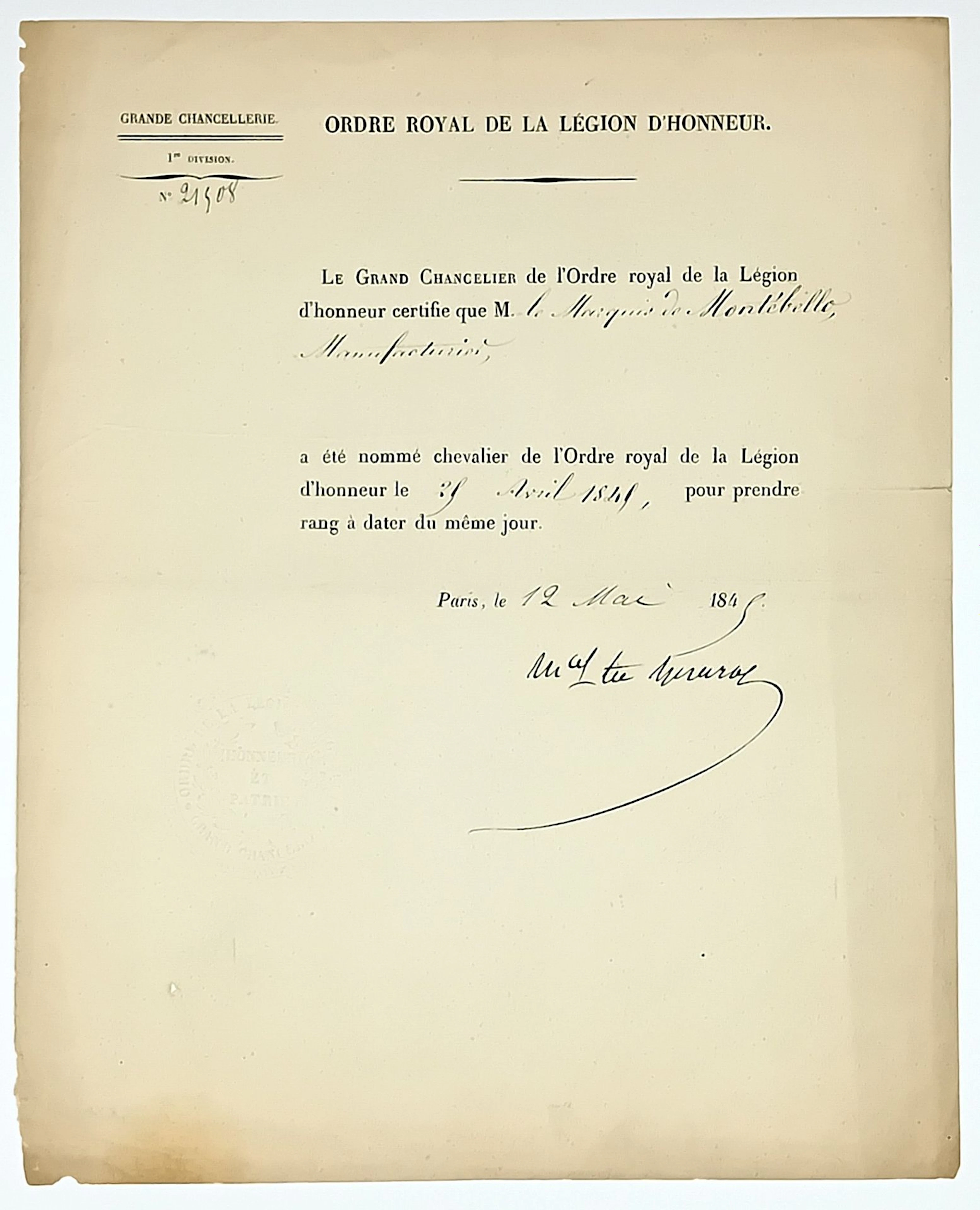 Count GÉRARD Étienne Maurice, Marshal of France and politici - Lot 532