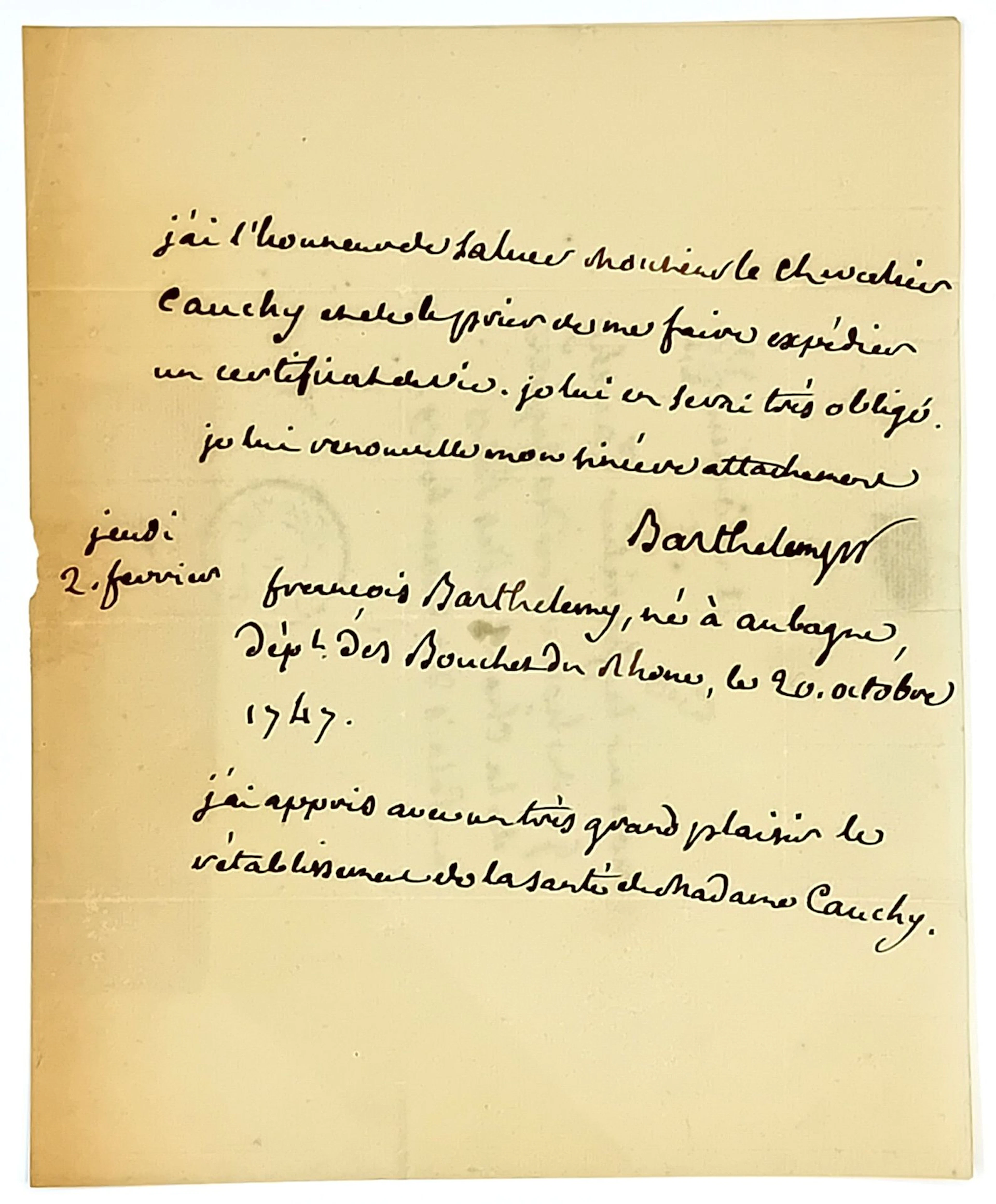 François BARTHÉLÉMY, Marquis de Barthélémy, Diplomat, Direct - Lot 474