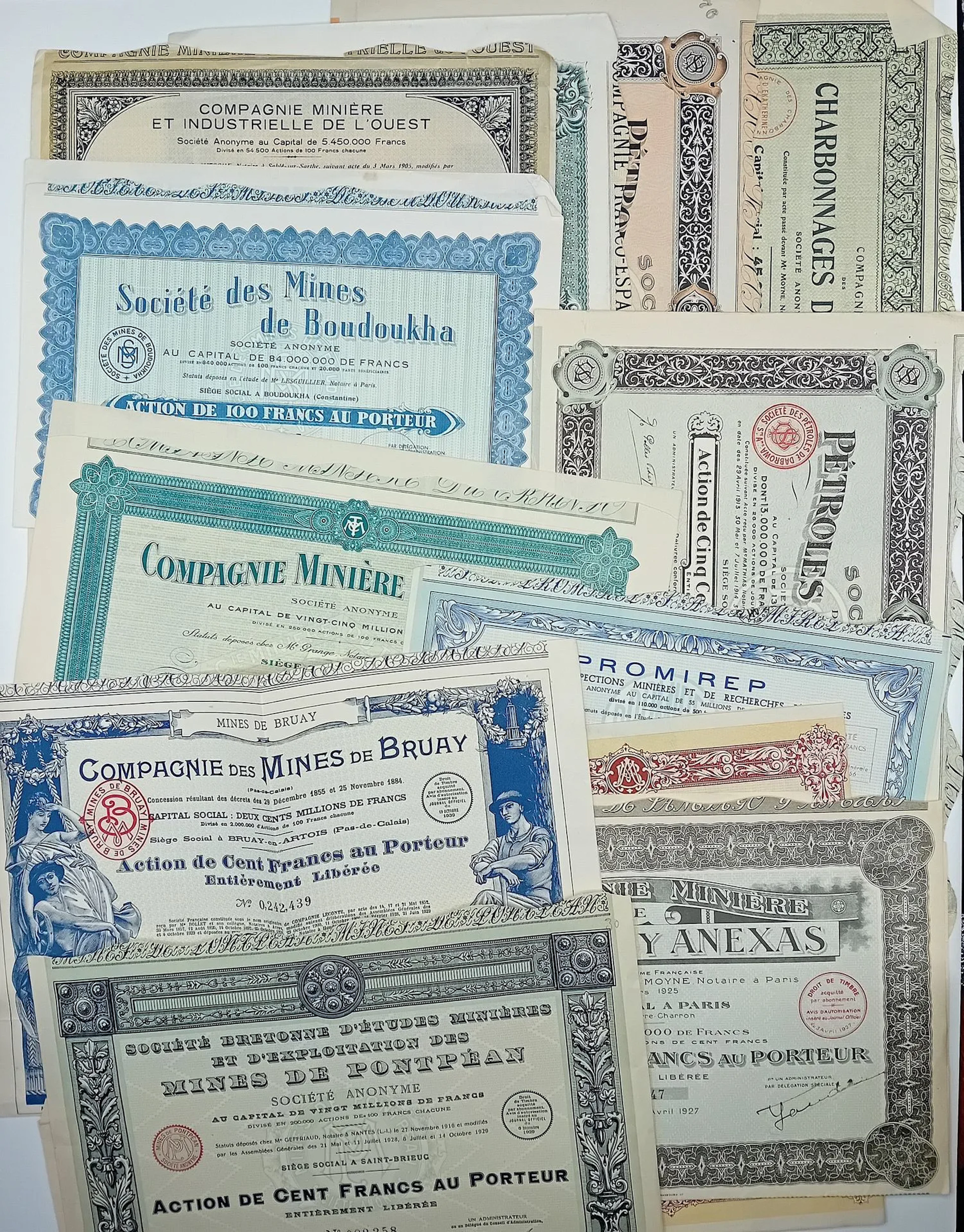 MINES. STOCKS. Set of 16 stocks, primarily in the mining sec - Lot 673