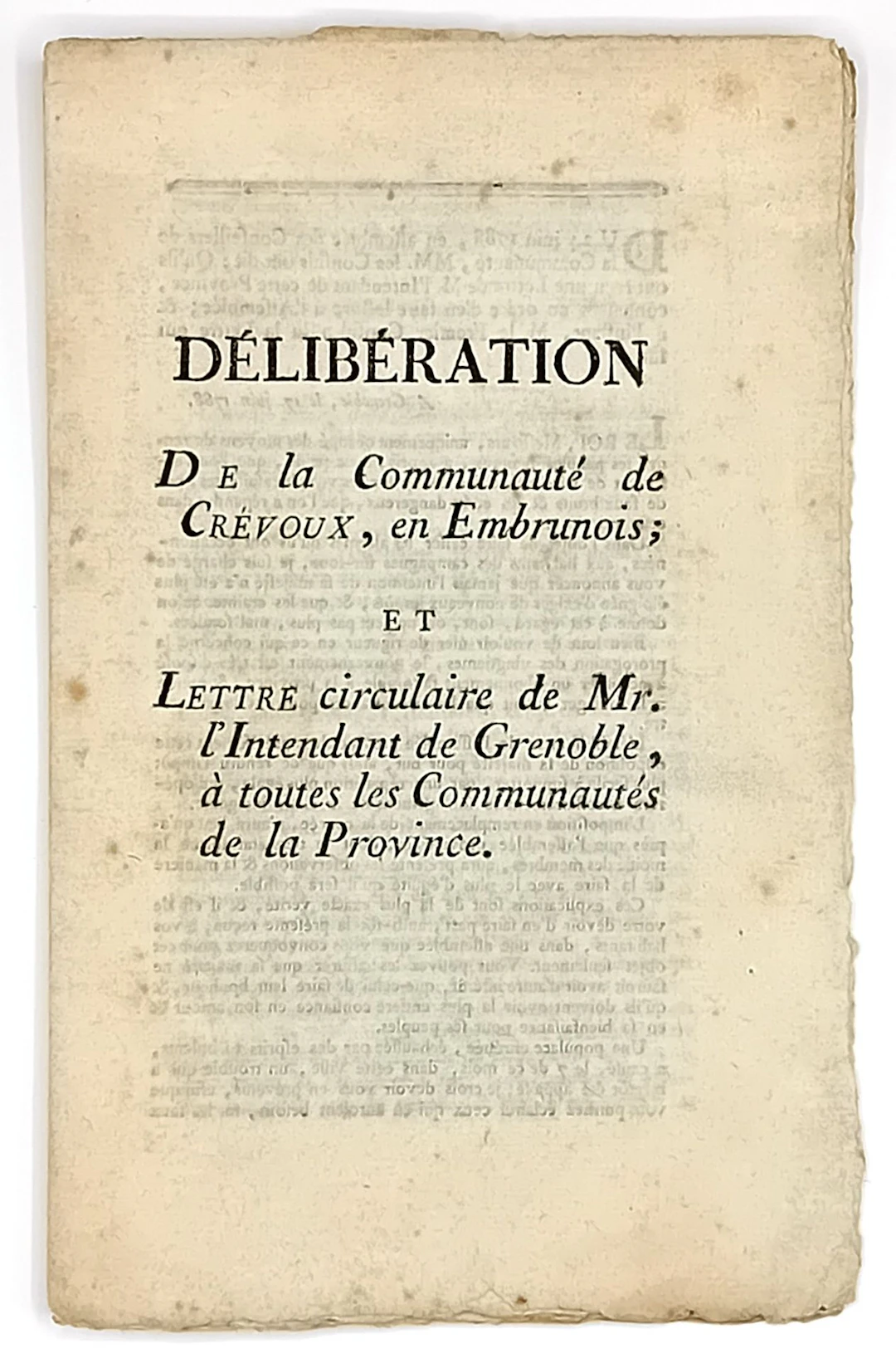 HAUTES-ALPES. DAUPHINÉ. 1788. "Délibération de la Communauté - Lot 130