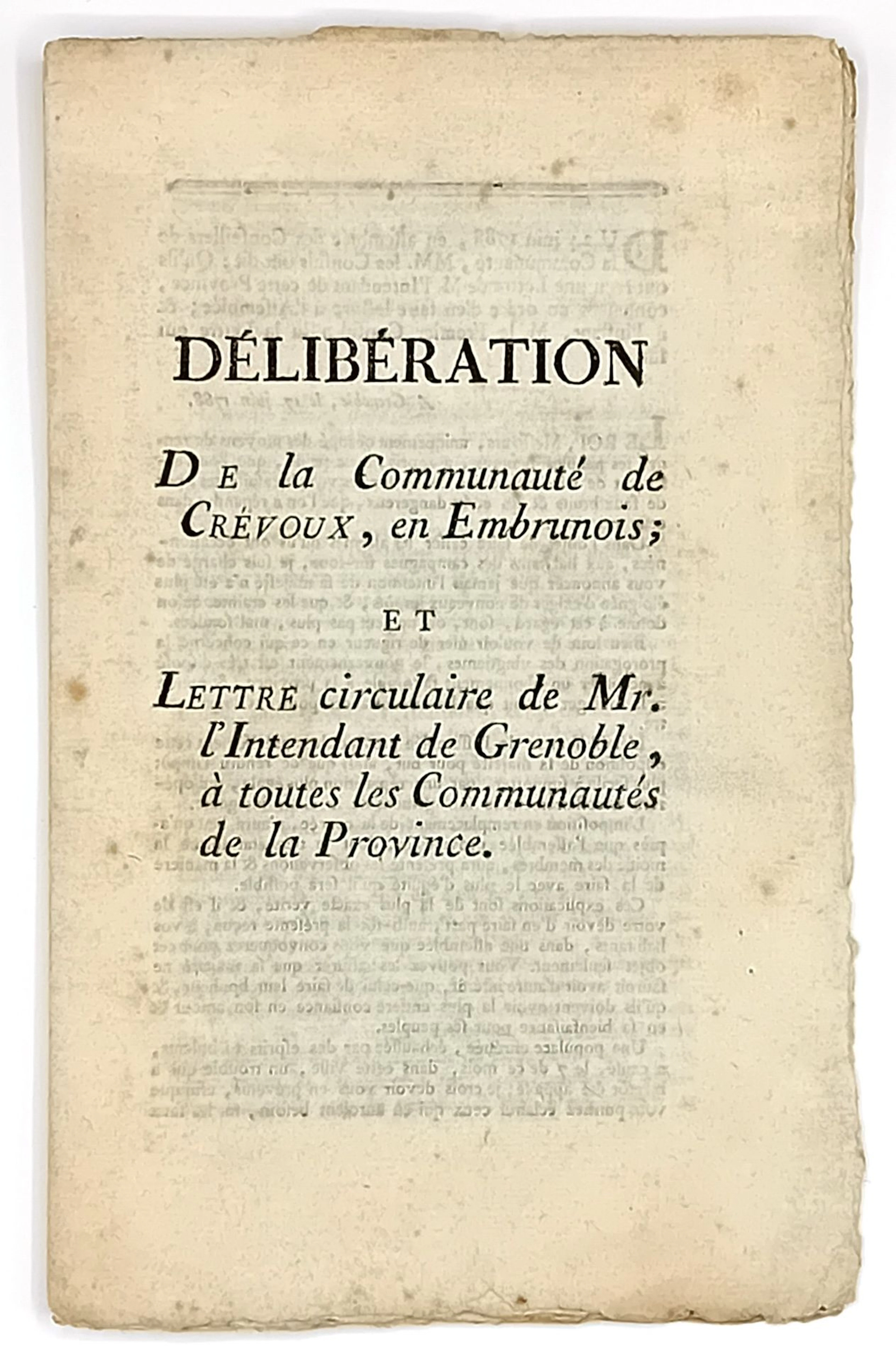 HAUTES-ALPES. DAUPHINÉ. 1788. "Délibération de la Communauté - Lot 130
