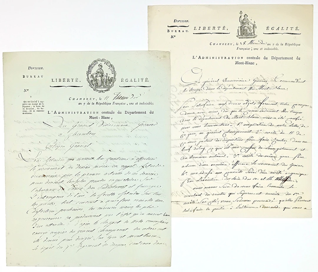 MONT-BLANC DEPARTMENT - 2 letters signed by the Department’s - Lot 288