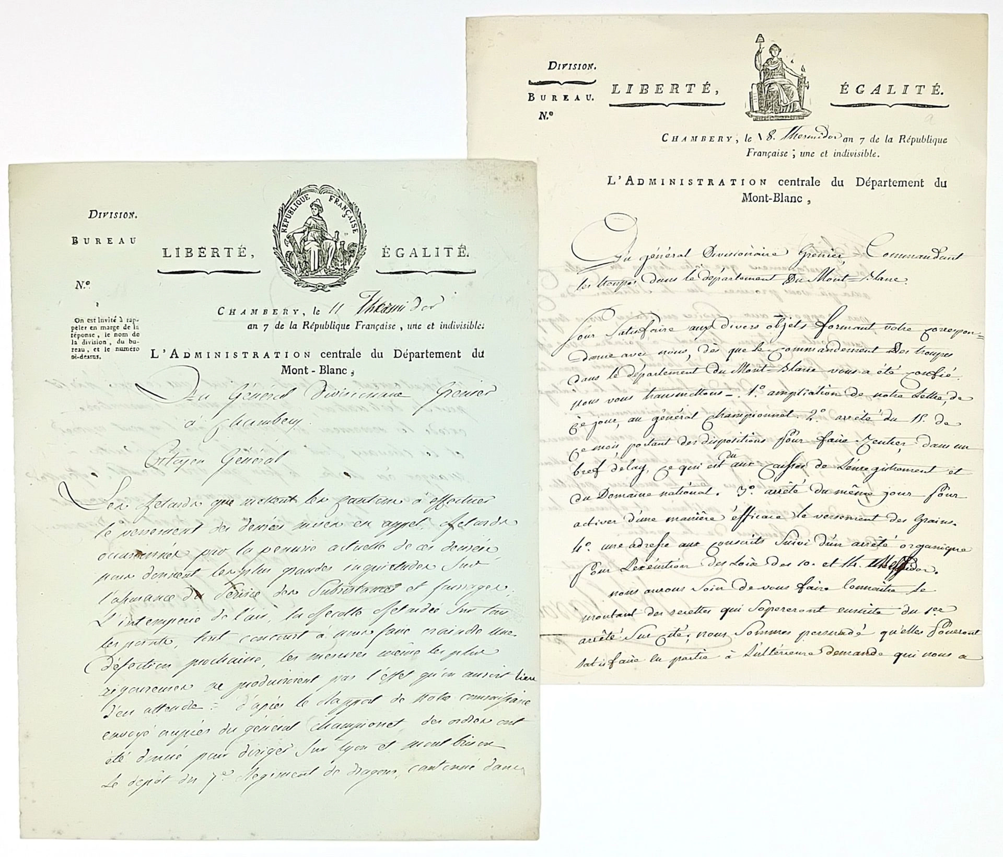 MONT-BLANC DEPARTMENT - 2 letters signed by the Department’s - Lot 288