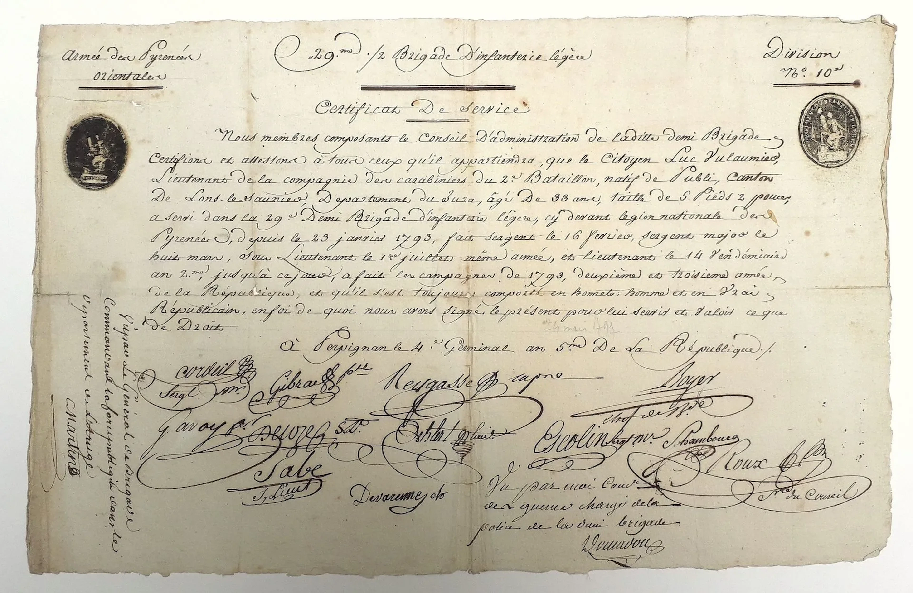 ARMY OF THE EASTERN PYRÉNÉES. 1797. ARIÈGE. Military dischar - Lot 253