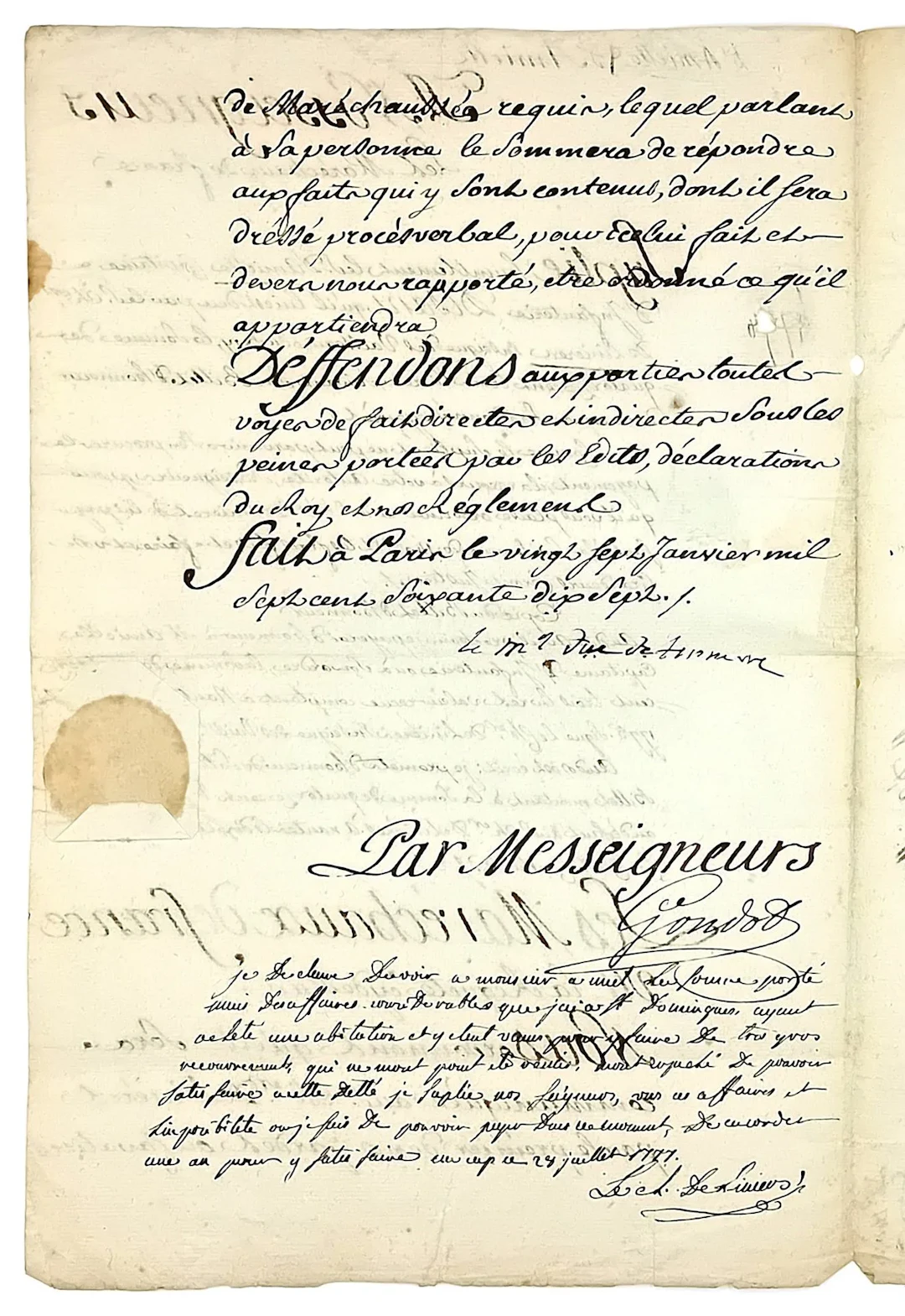 Gaspard, Duke of CLERMONT-TONNERRE, Marshal of France in 174 - Lot 105