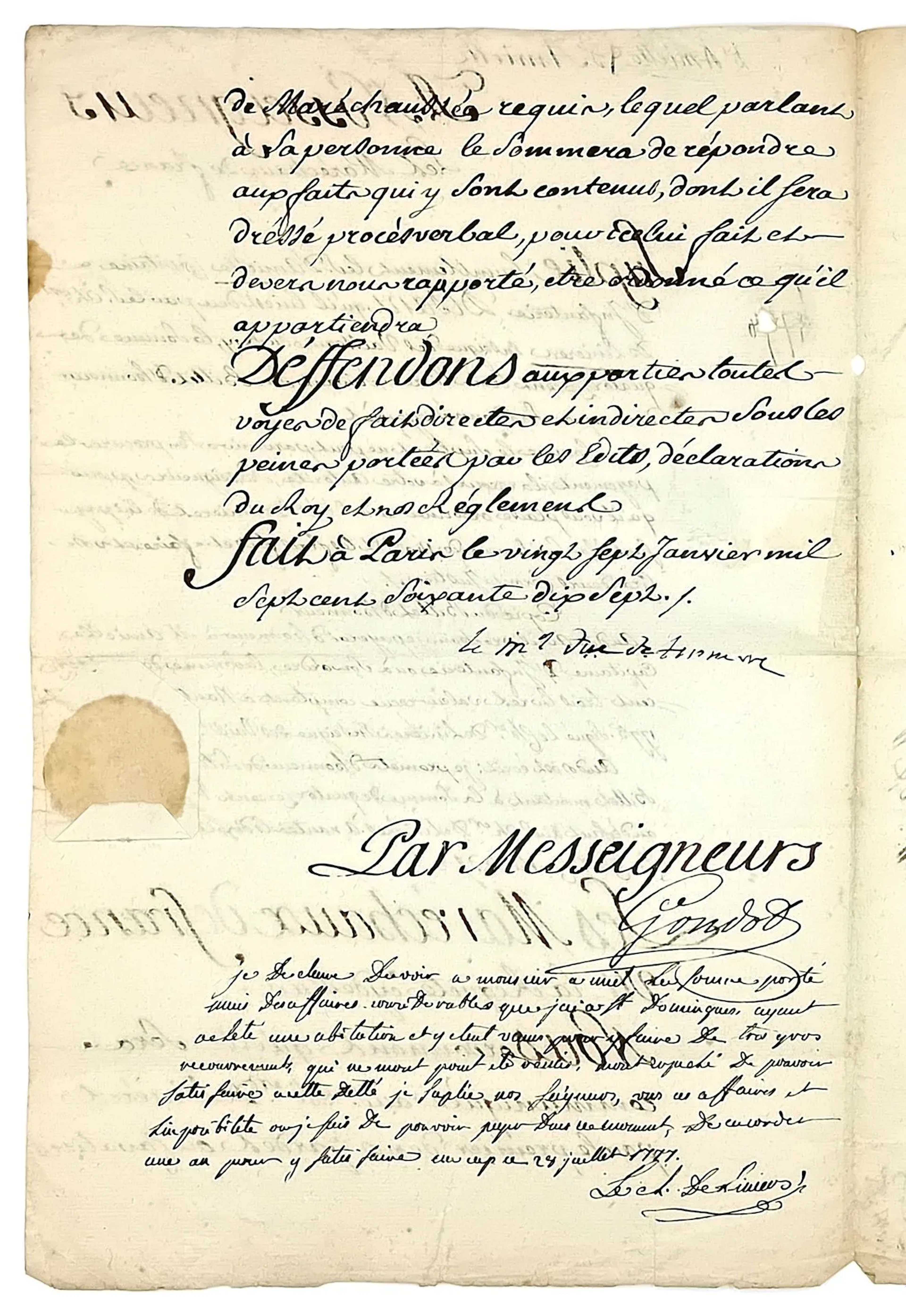 Gaspard, Duke of CLERMONT-TONNERRE, Marshal of France in 174 - Lot 105