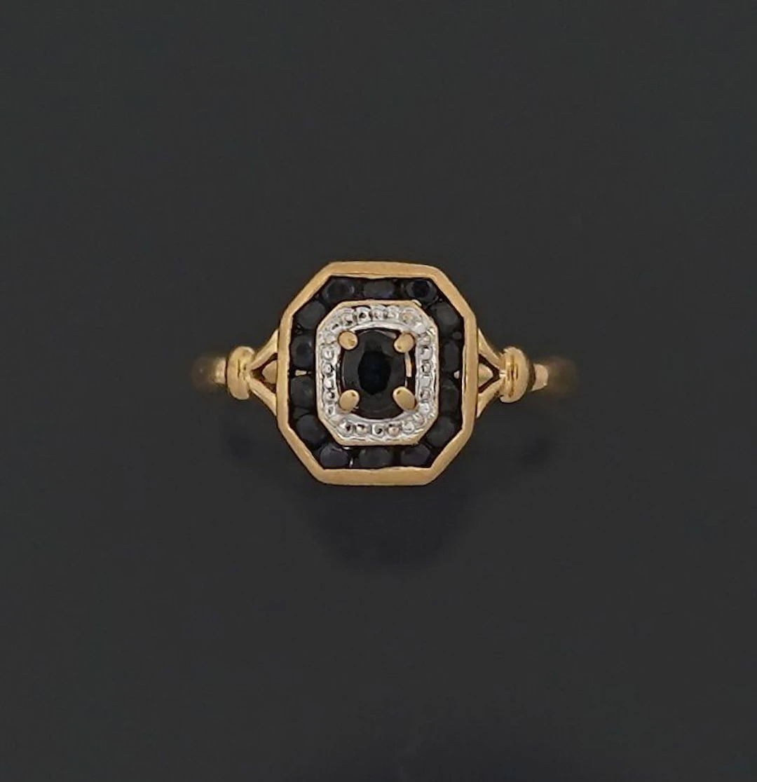 18K yellow and white gold ring (750 fineness) with an octago - Lot 315