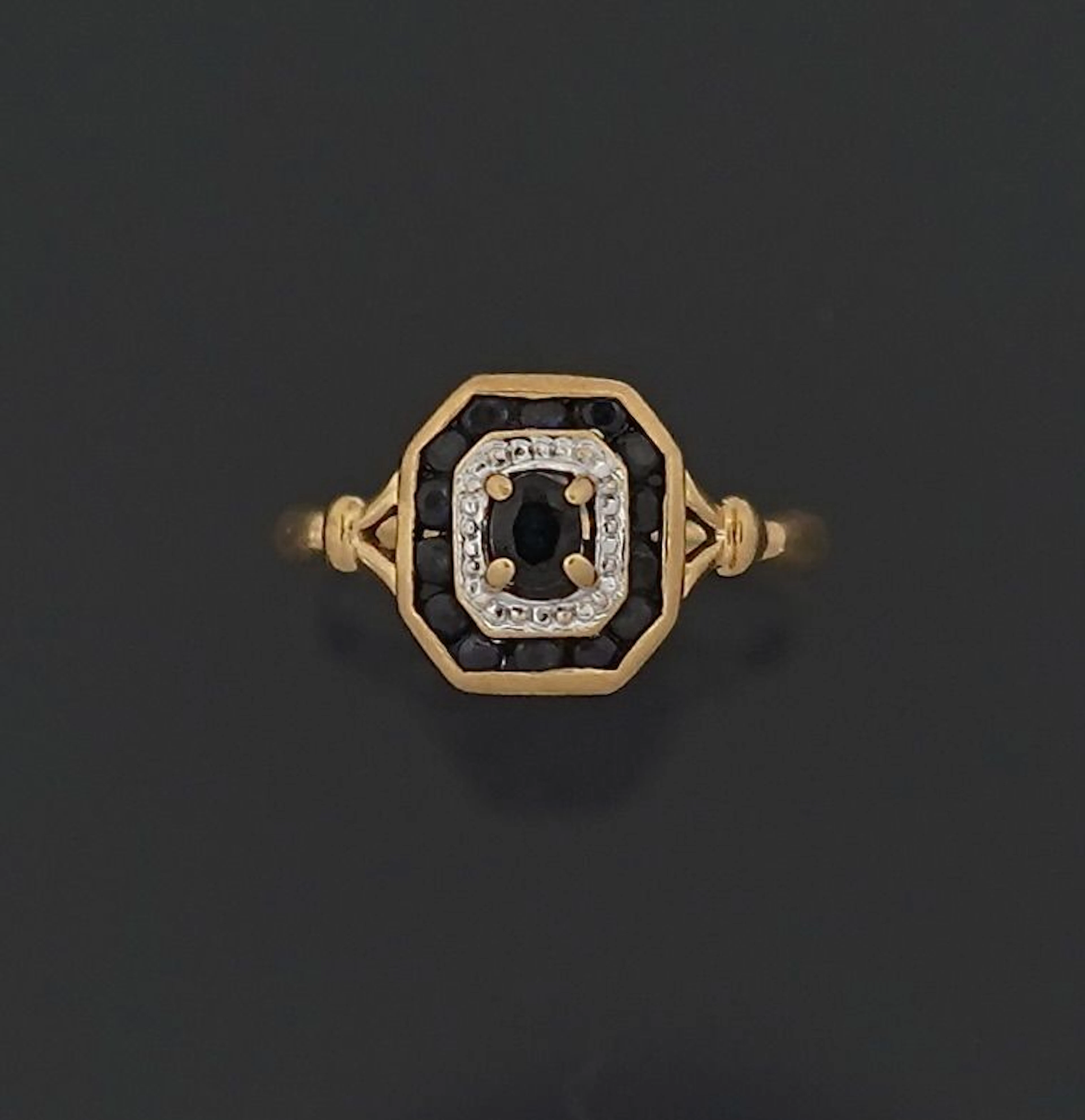 18K yellow and white gold ring (750 fineness) with an octago - Lot 315