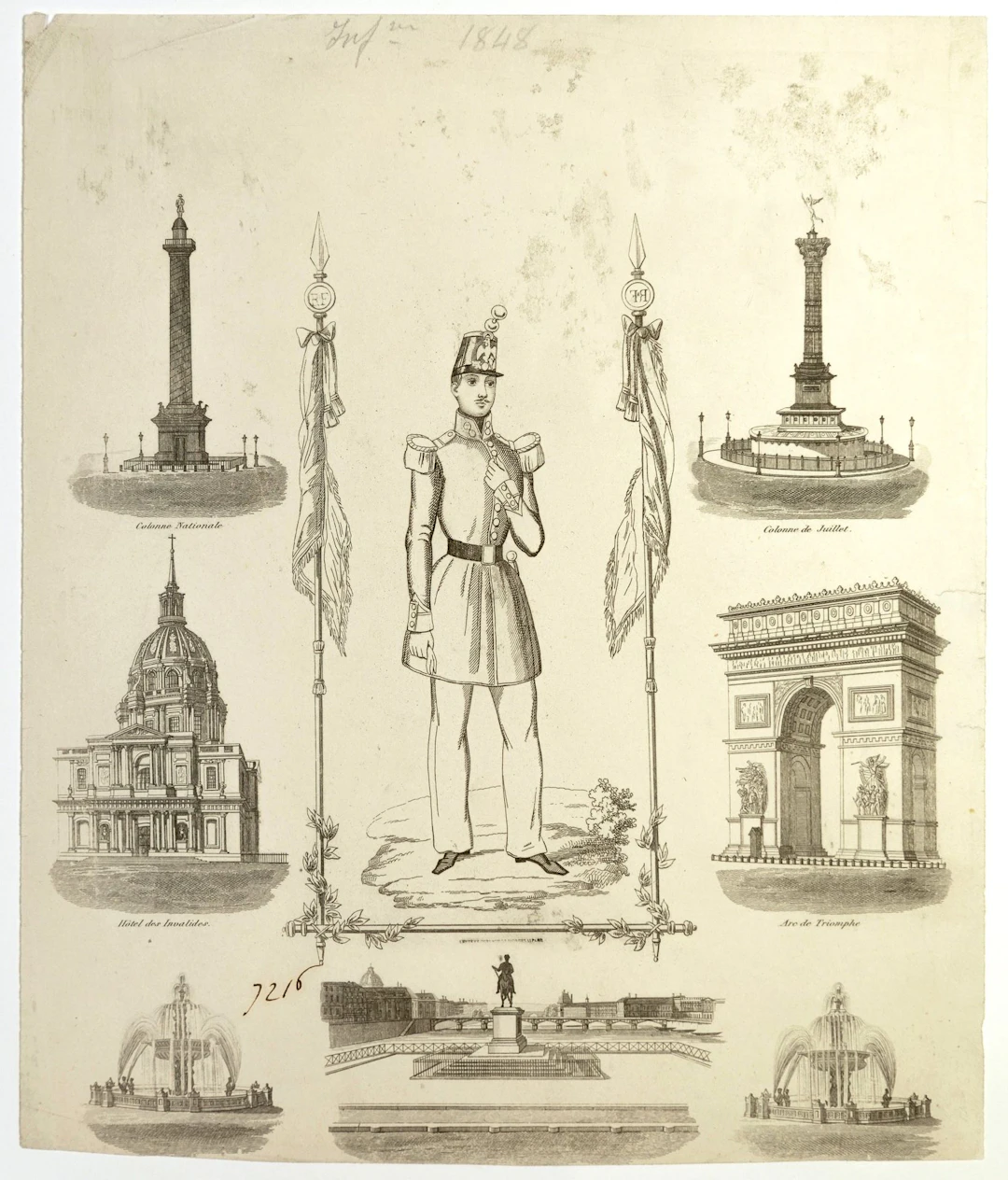 INFANTRY SOLDIER of 1848, surrounded by Parisian monuments ( - Lot 541