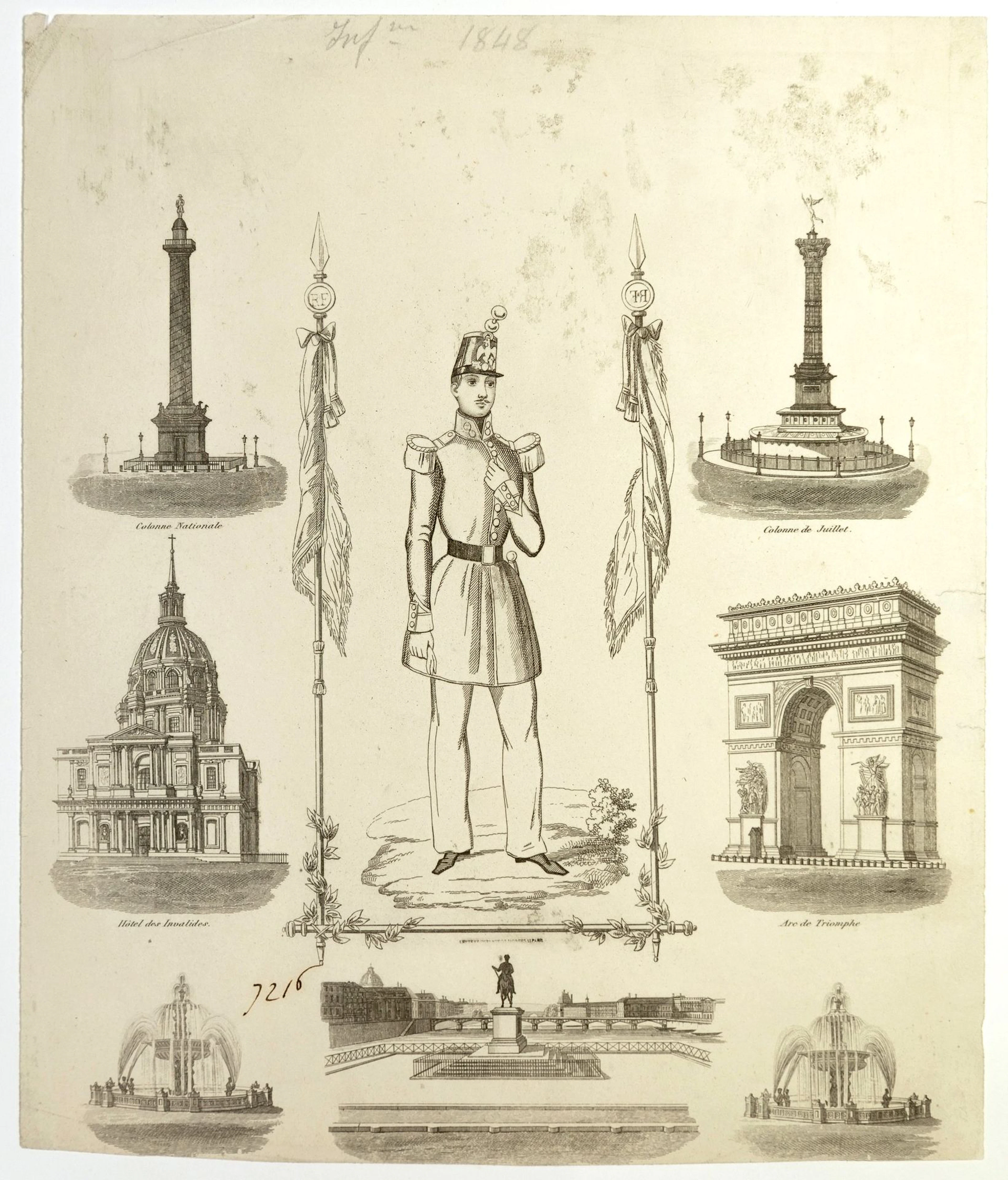 INFANTRY SOLDIER of 1848, surrounded by Parisian monuments ( - Lot 541