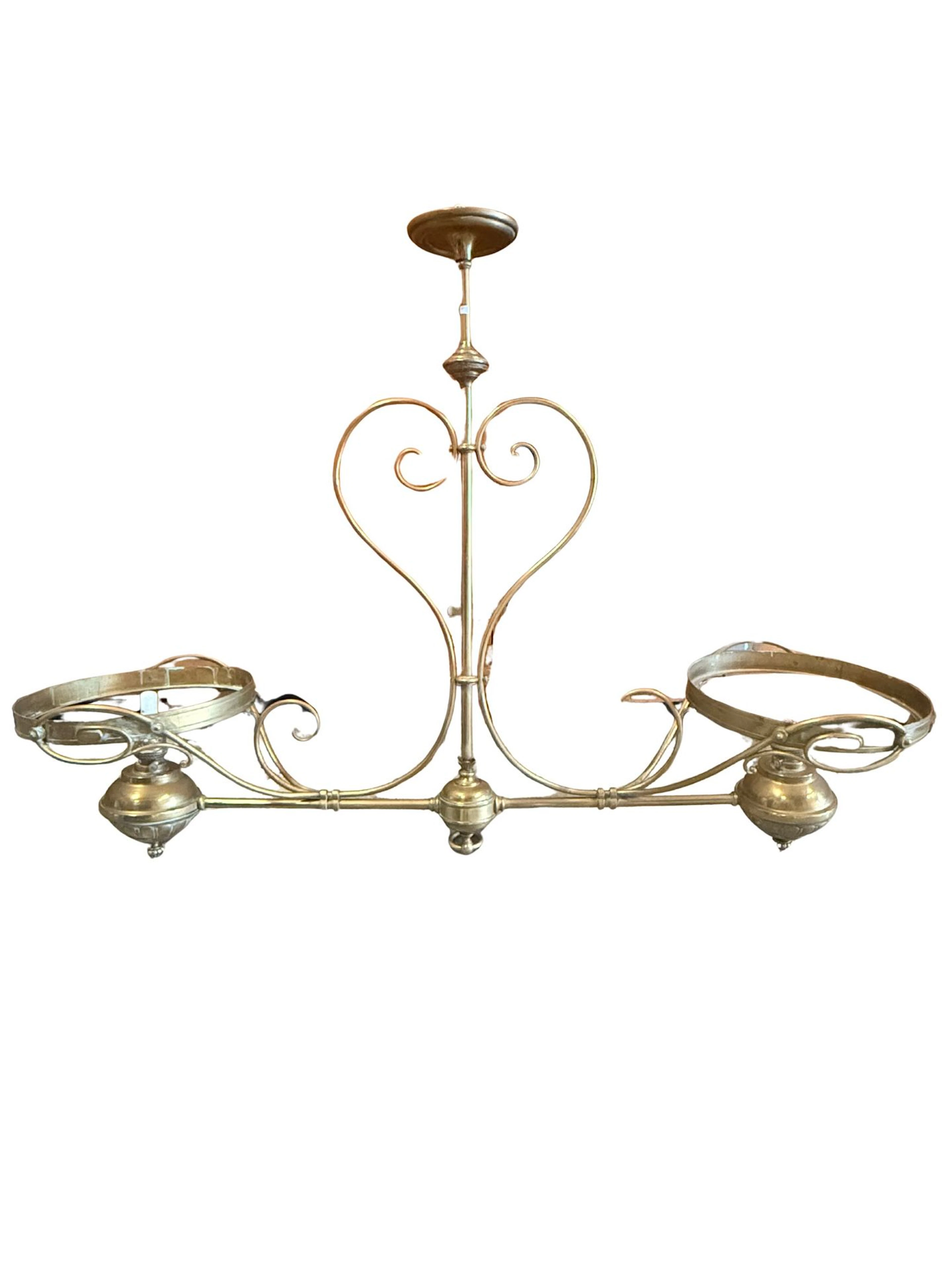 Large two-light pendant lamp in gold-plated brass with white - Lot 109