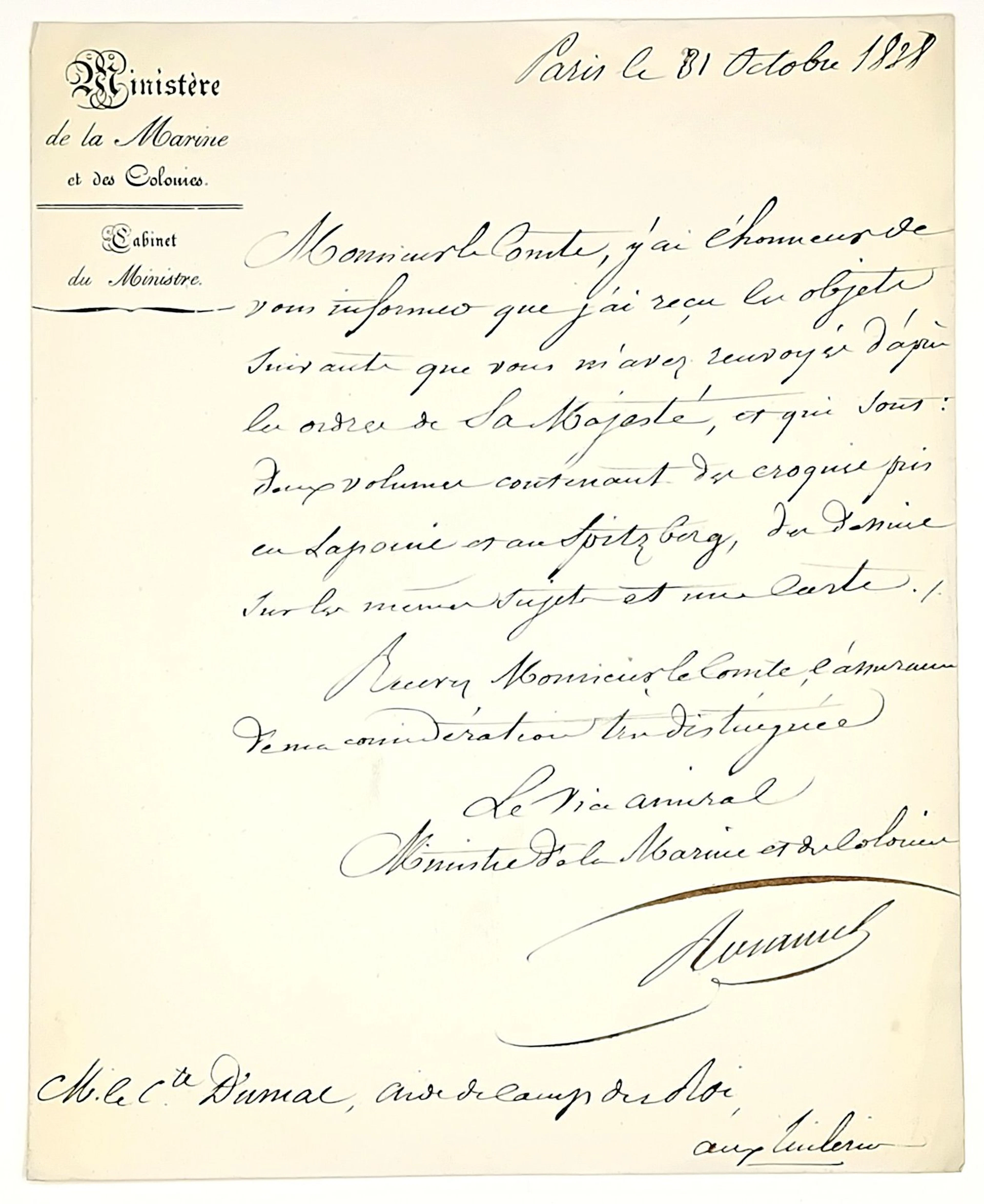 Baron de ROSAMEL (Claude du CAMPE), Admiral, Minister of the - Lot 515