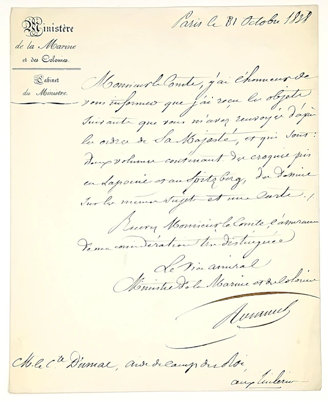 Baron de ROSAMEL (Claude du CAMPE), Admiral, Minister of the - Lot 515