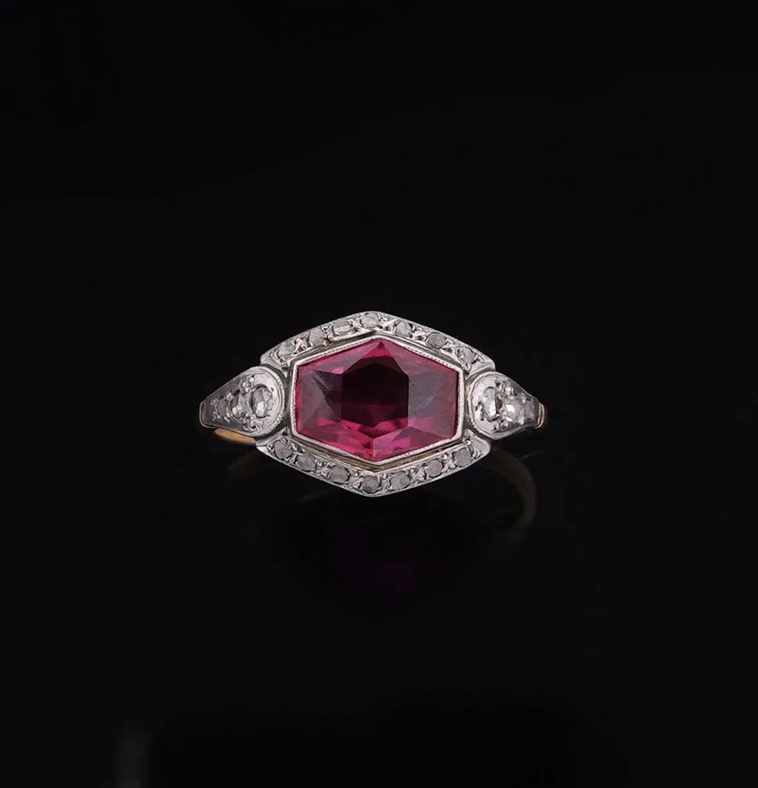 Ring in 18k yellow gold (750 parts per thousand) and platinu - Lot 157