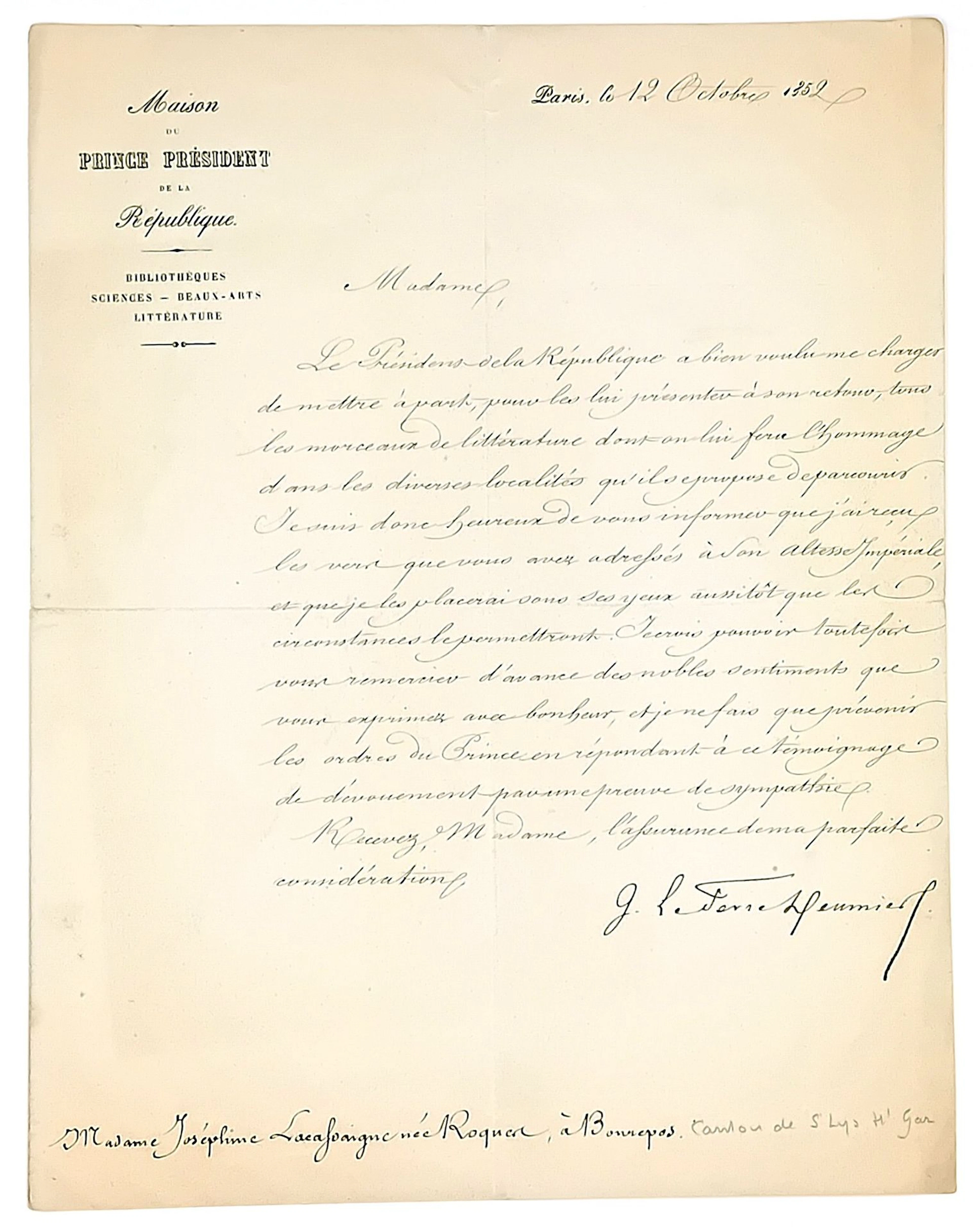LEFÈVRE-DEUMIER (Jules LEFÈVRE, known as) French man of lett - Lot 555