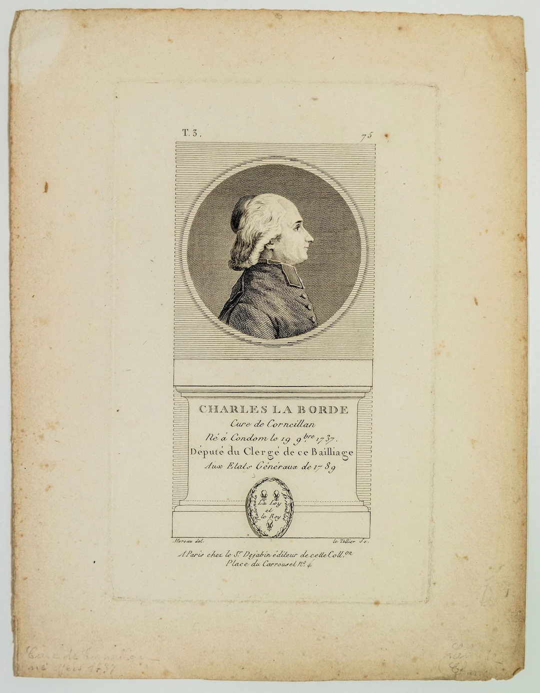 GERS. Charles de LA BORDE, Curé de Corneillan, Député du Cle - Lot 164