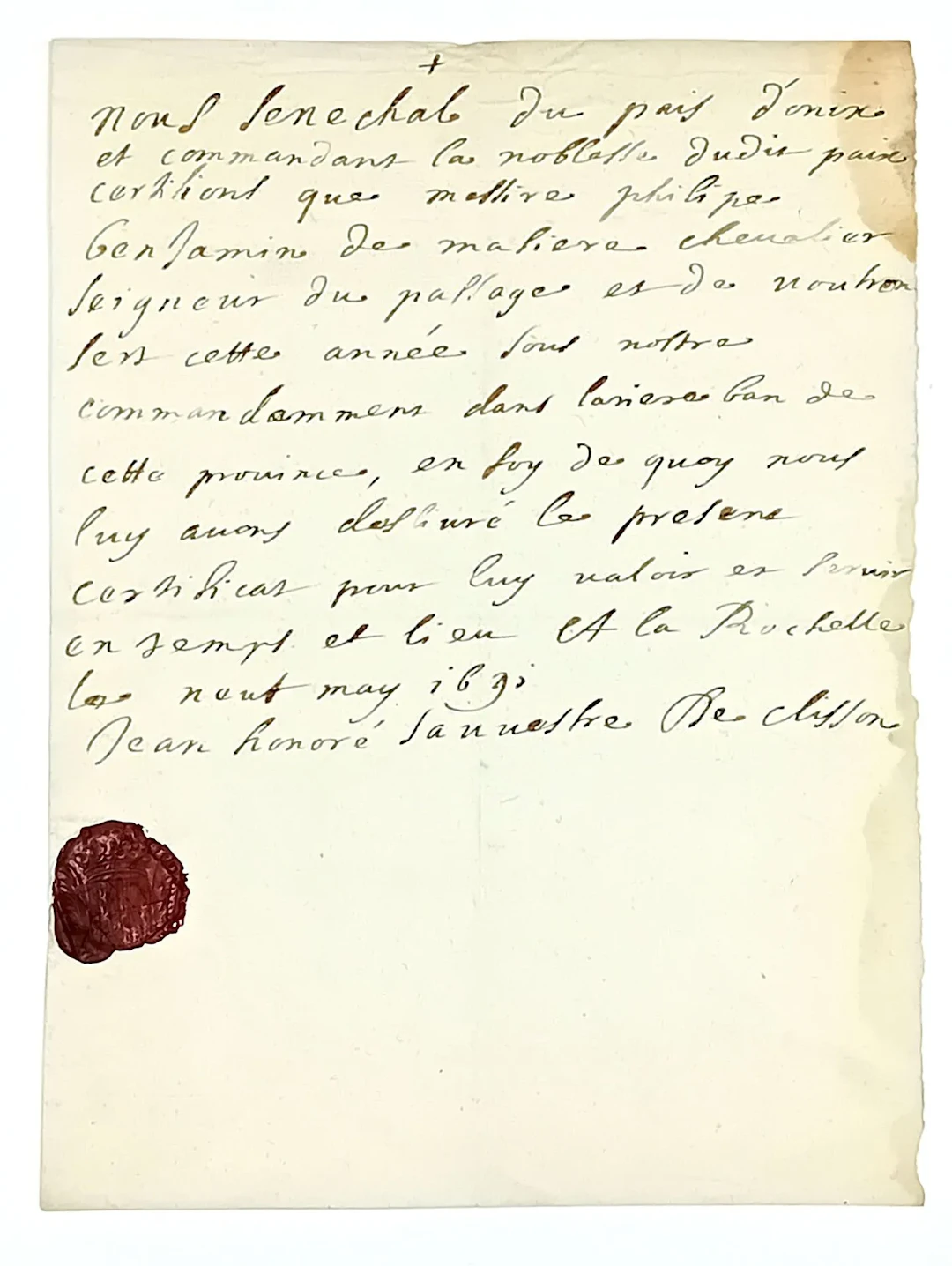 CHARENTE-MARITIME. 2 Documents: LA ROCHELLE (17), May 9, 169 - Lot 31