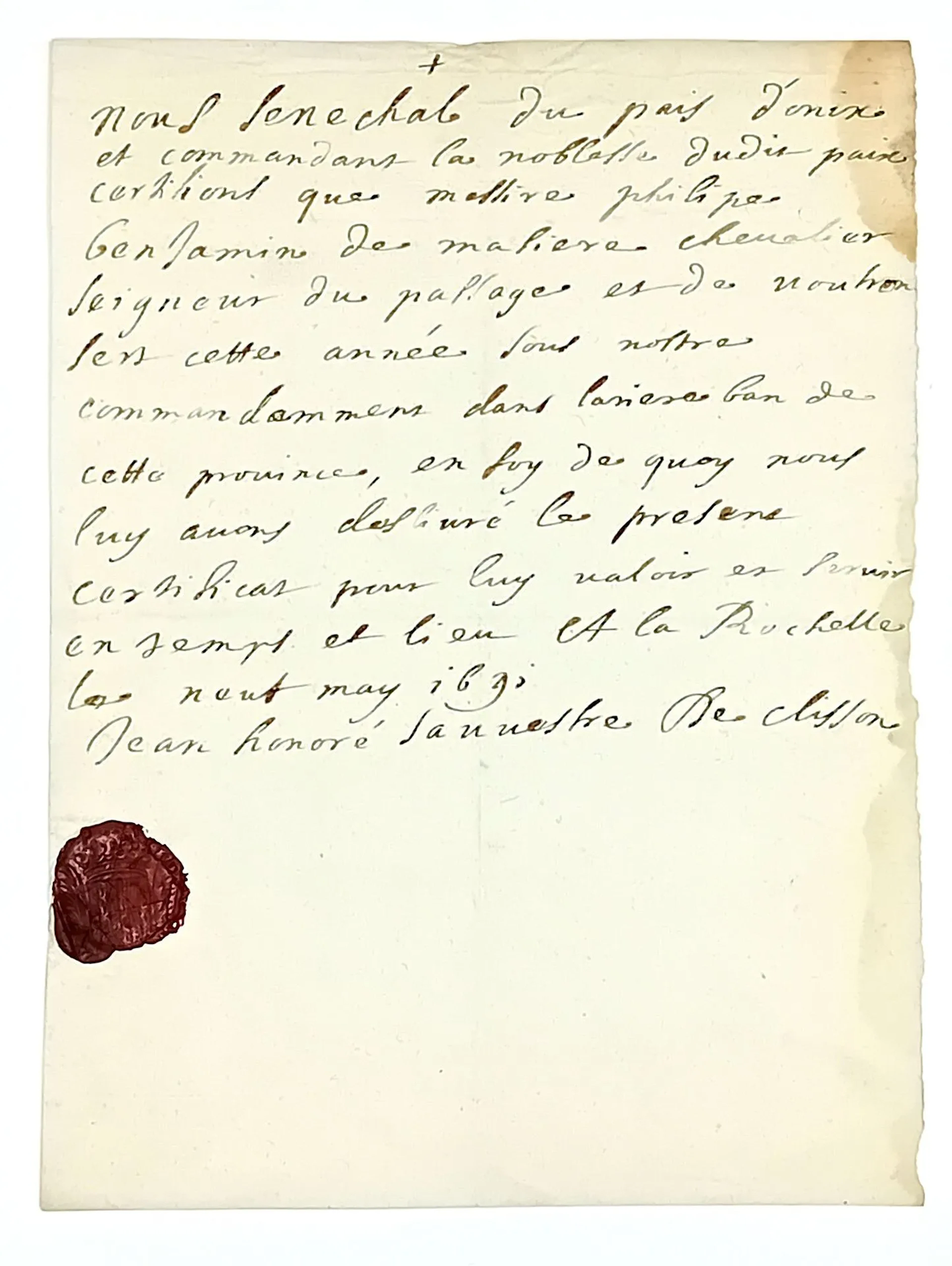 CHARENTE-MARITIME. 2 Documents: LA ROCHELLE (17), May 9, 169 - Lot 31