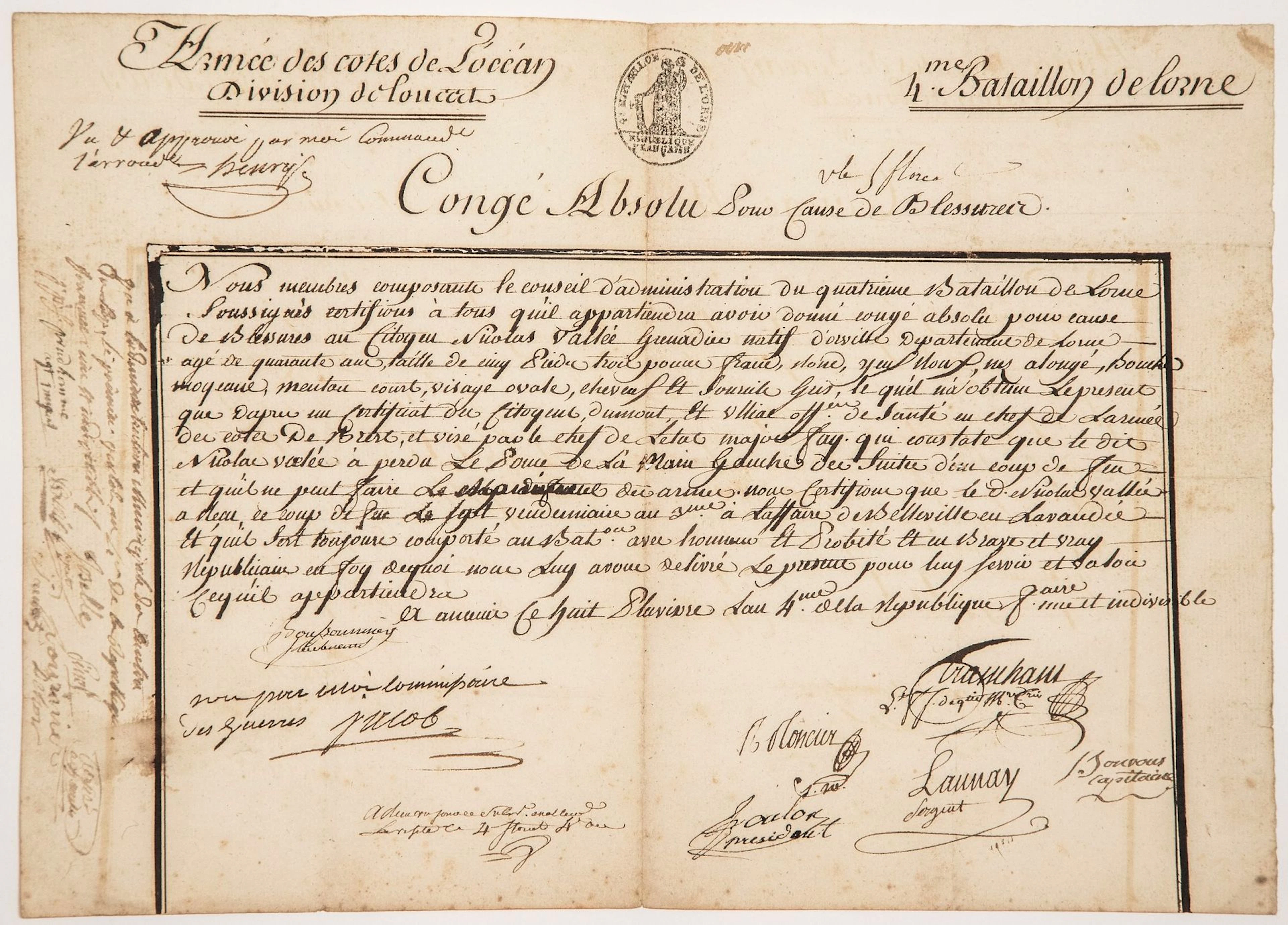 WAR IN THE VENDÉE. 1796. “ARMY OF THE OCEAN COAST, Western D - Lot 250