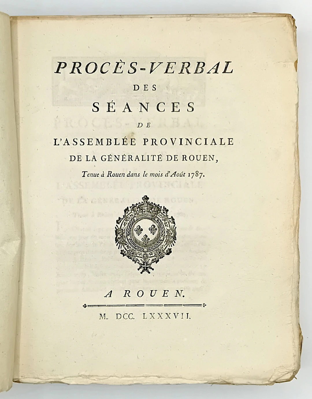 SEINE-MARITIME, EURE. 1787. 2 volumes: 1) “Minutes of the Se - Lot 129