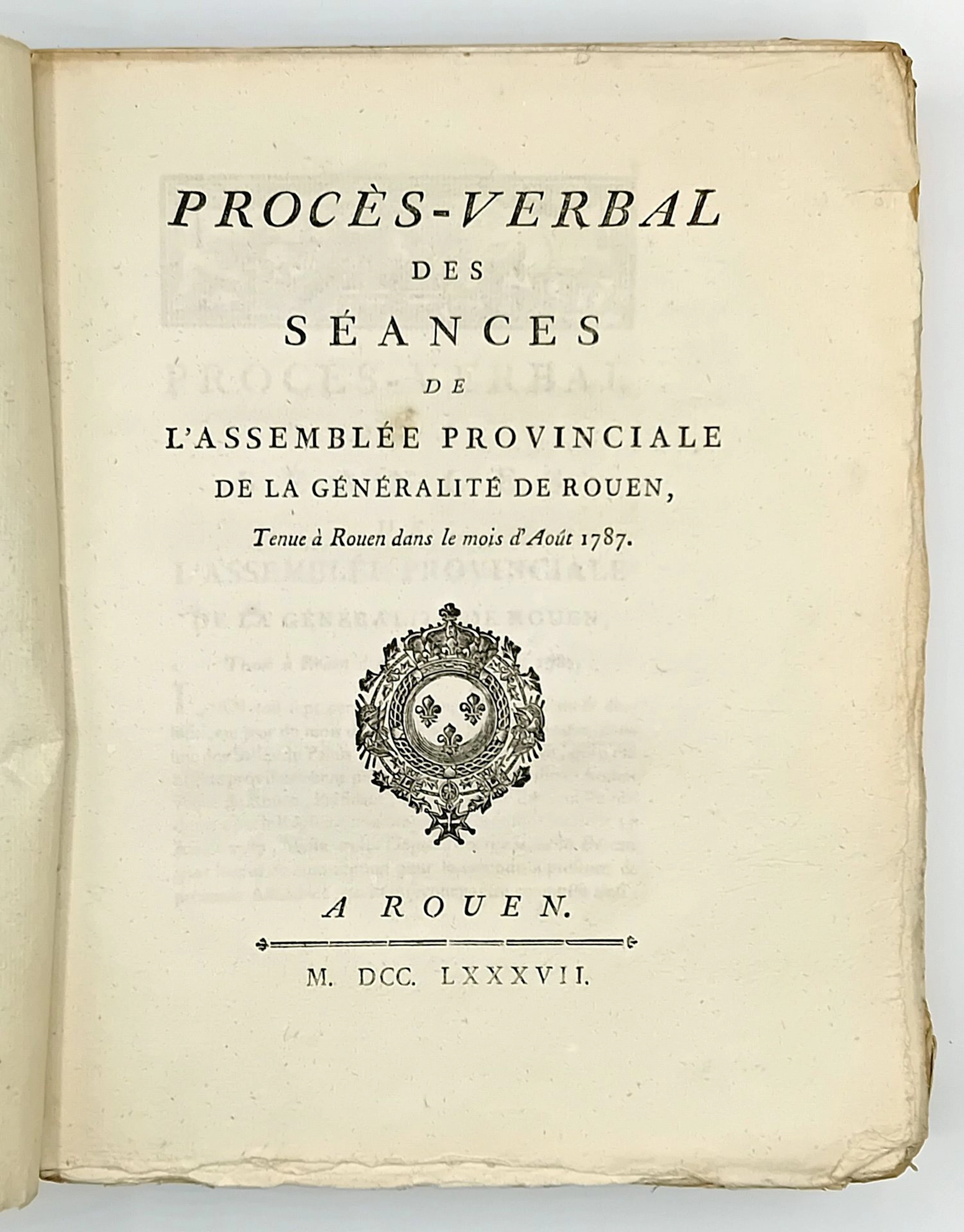 SEINE-MARITIME, EURE. 1787. 2 volumes: 1) “Minutes of the Se - Lot 129
