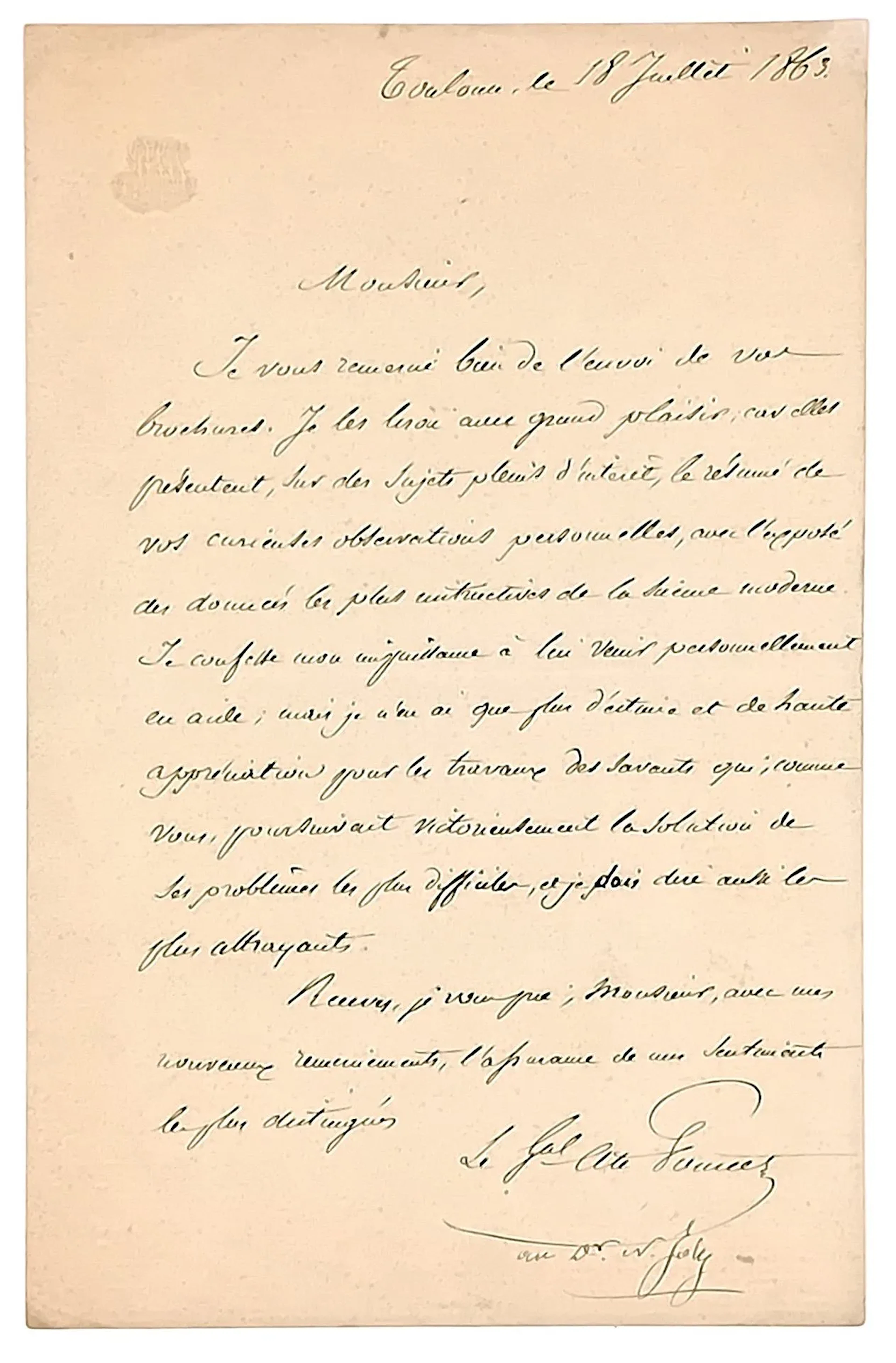 POURCET (Joseph-Auguste-Jean-Marie) General—Graduated from S - Lot 598