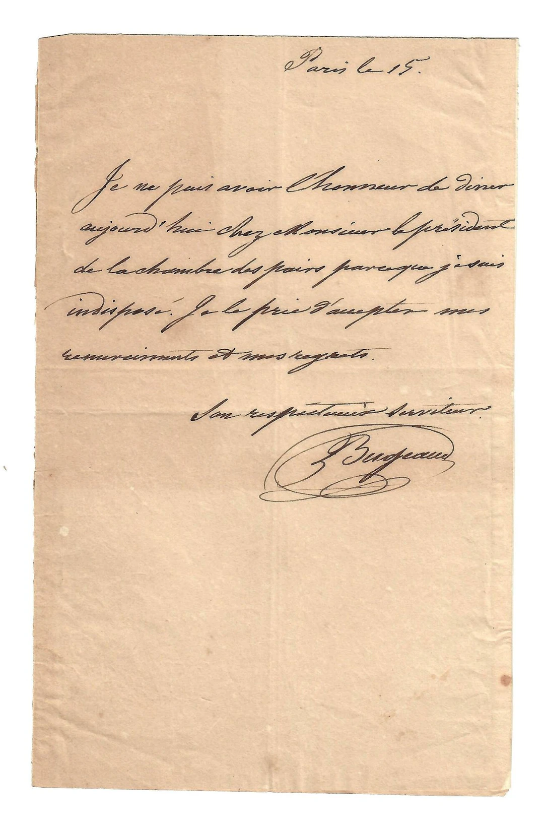 BUGEAUD de la PICONNERIE (Thomas-Robert), Marshal of France - Lot 525