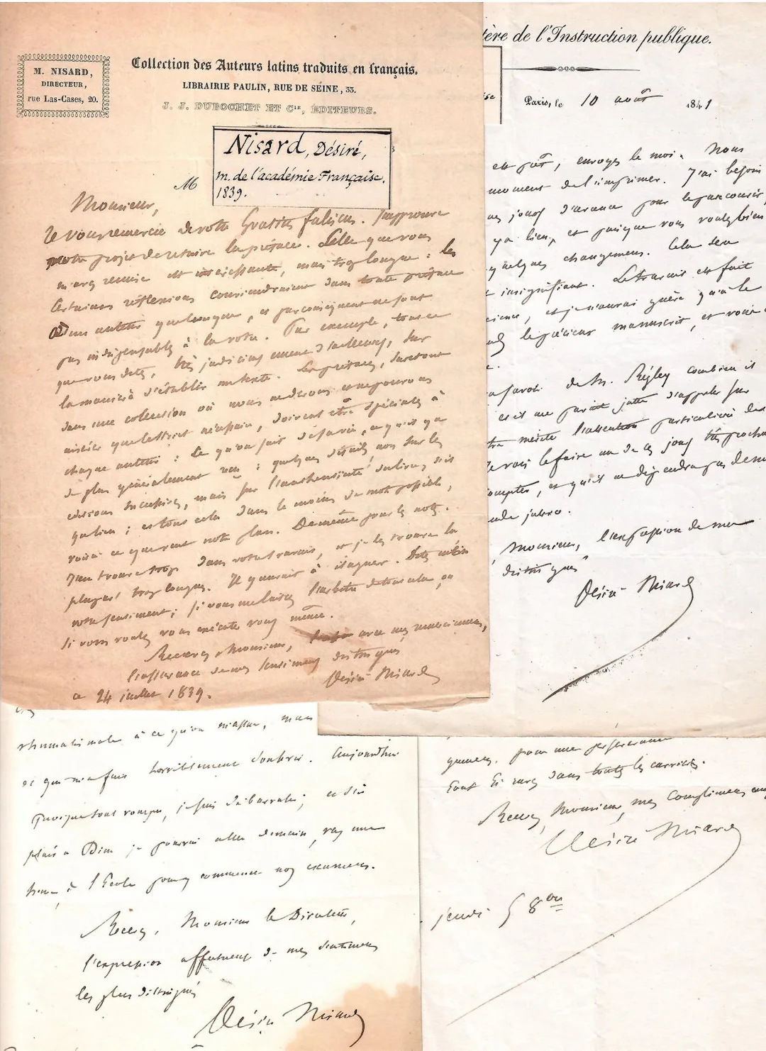 Désiré NISARD, Professor at the Collège de France, essayist, - Lot 522