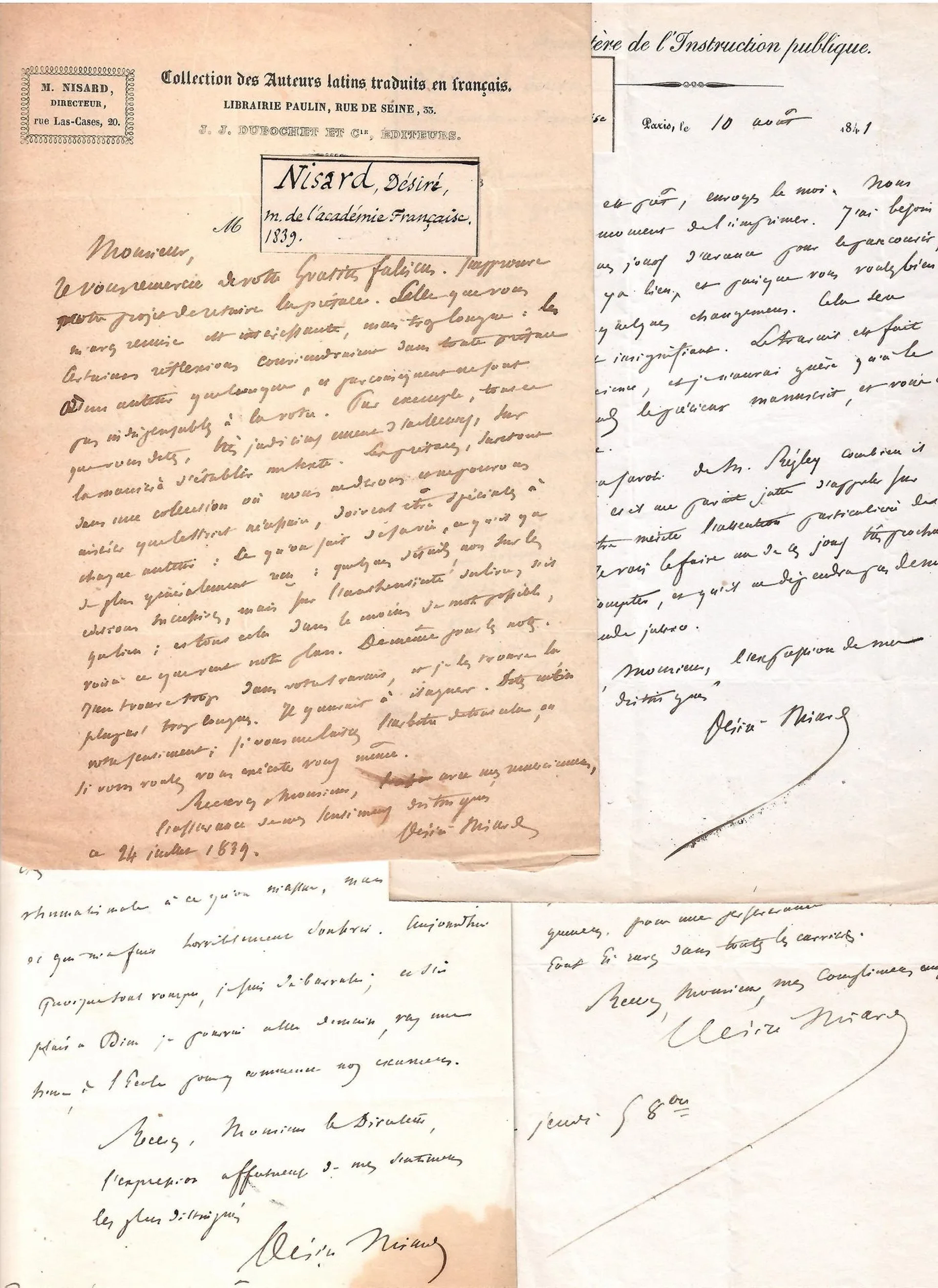 Désiré NISARD, Professor at the Collège de France, essayist, - Lot 522