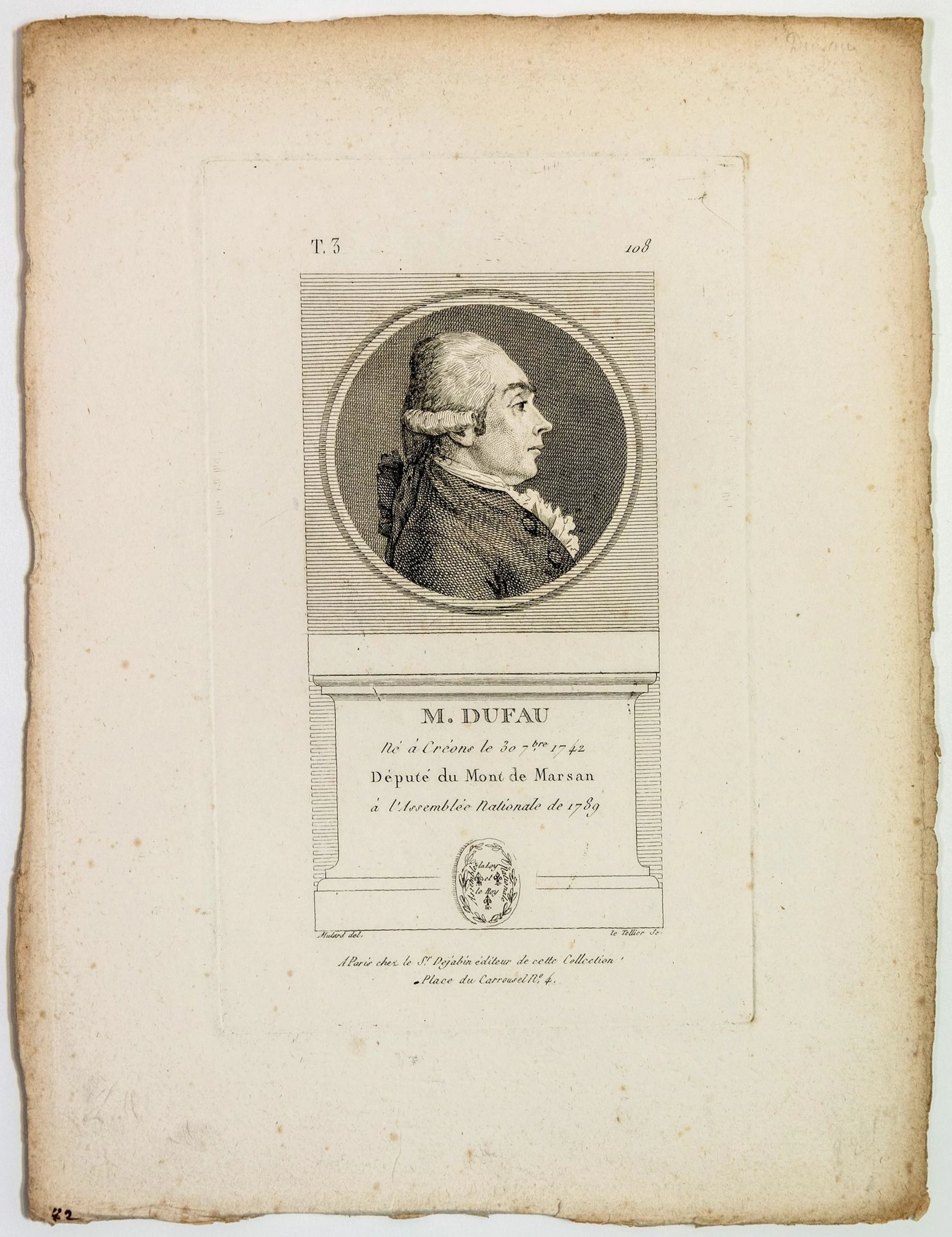 LANDES. Antoine DUFAU, Deputy for MONT DE MARSAN in the Nati - Lot 152