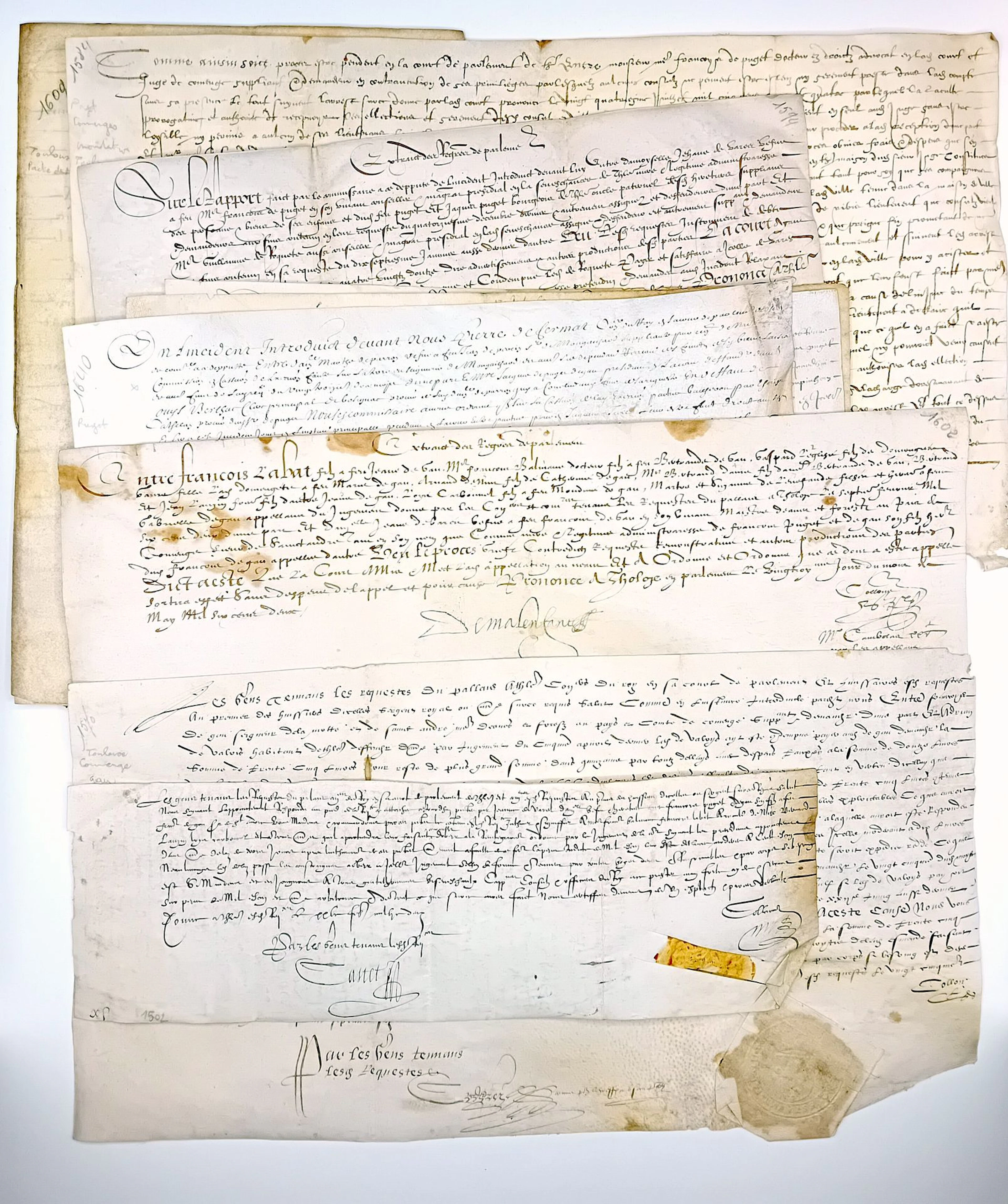 HAUTE-GARONNE. TOULOUSE. 12 parchments (1502–1621), most of - Lot 1