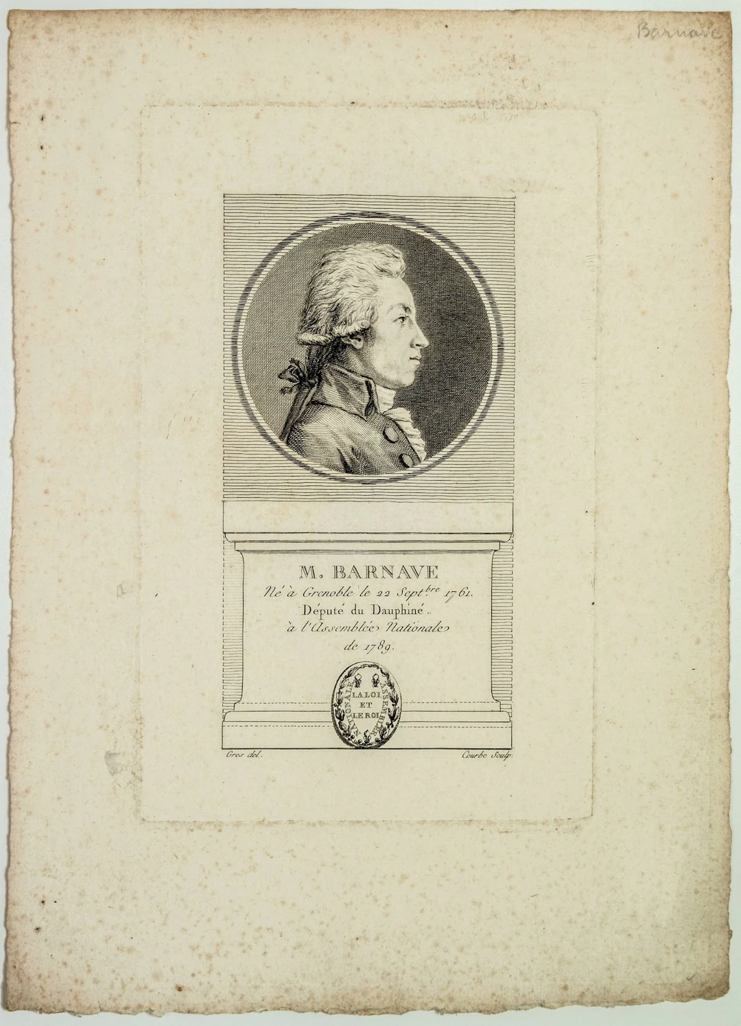 Antoine Pierre Joseph Marie BARNAVE, Dauphiné Deputy in 1789 - Lot 141
