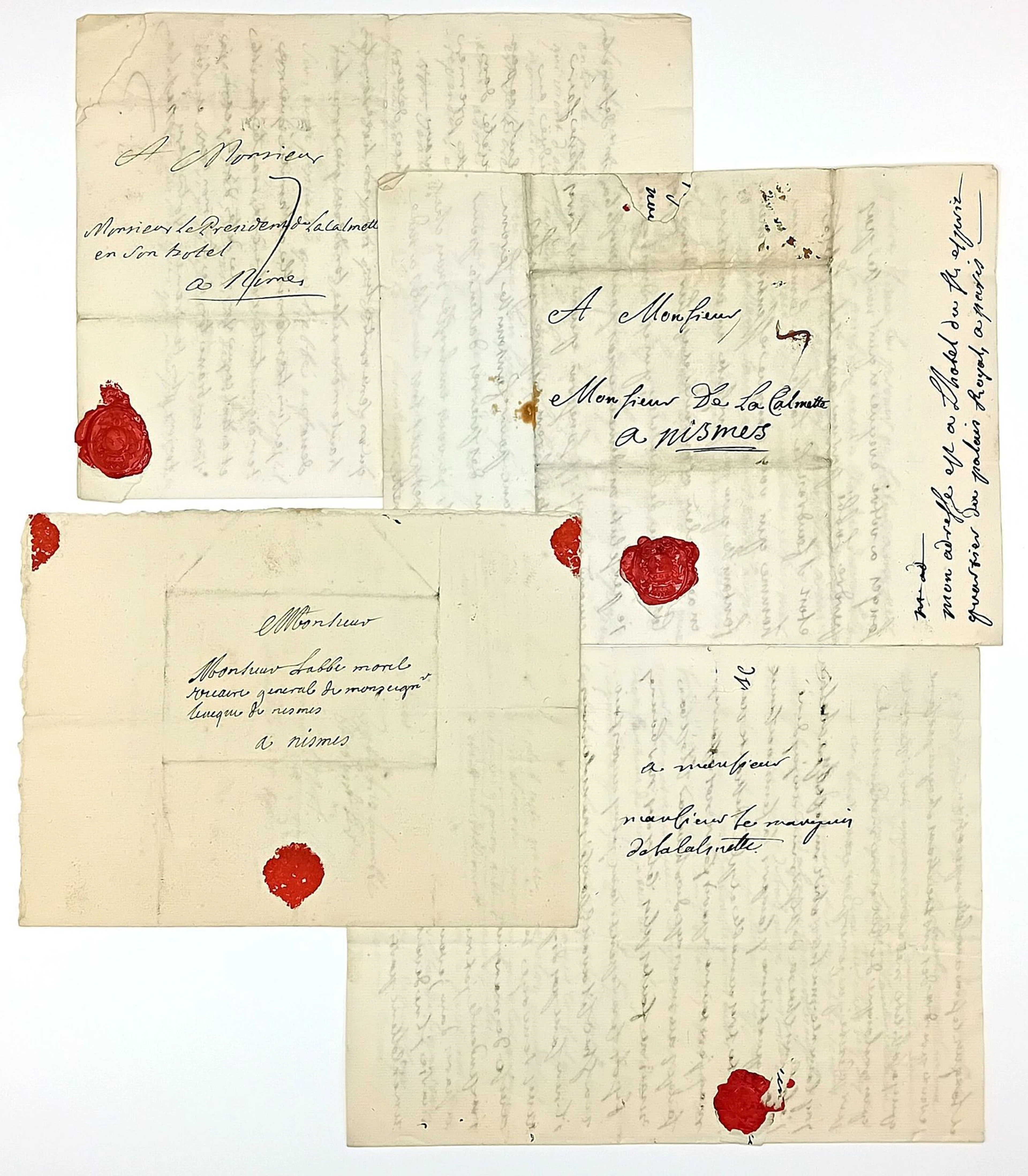 GARD. NÎMES (30). 4 Letters: 3 Letters addressed to the Marq - Lot 45