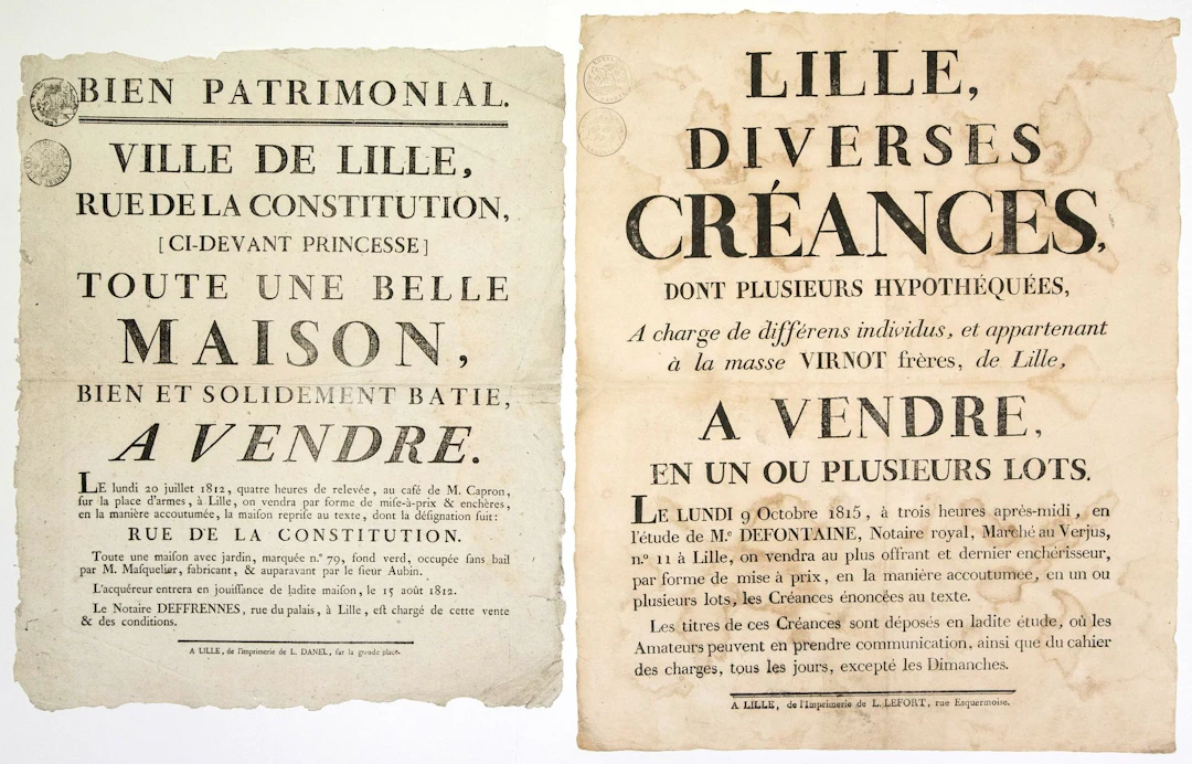 NORD. 2 Posters printed in LILLE: "Bien patrimonial, Ville d - Lot 391