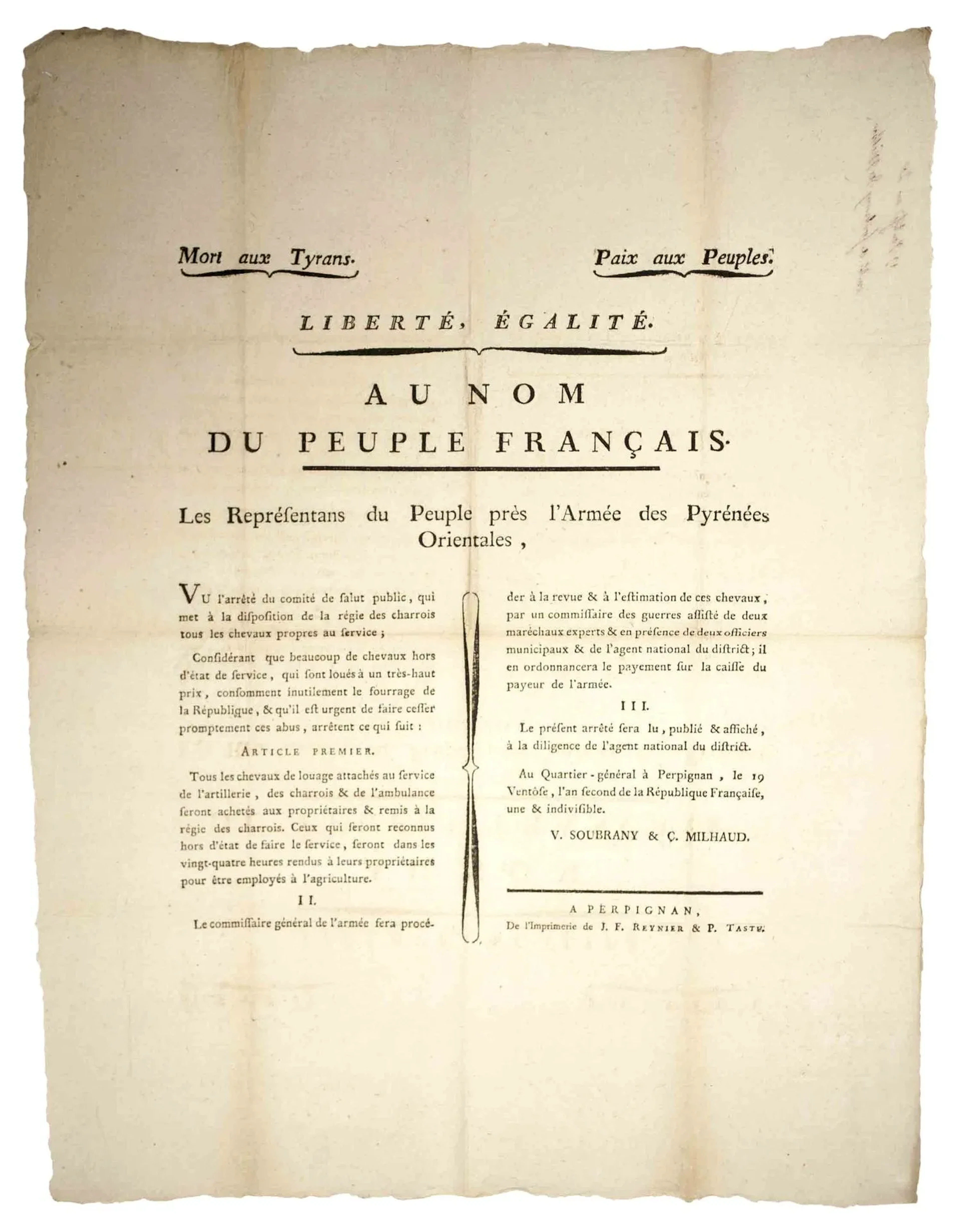 2 POSTERS FROM THE EASTERN PYRENEES ARMY, printed in PERPIGN - Lot 468