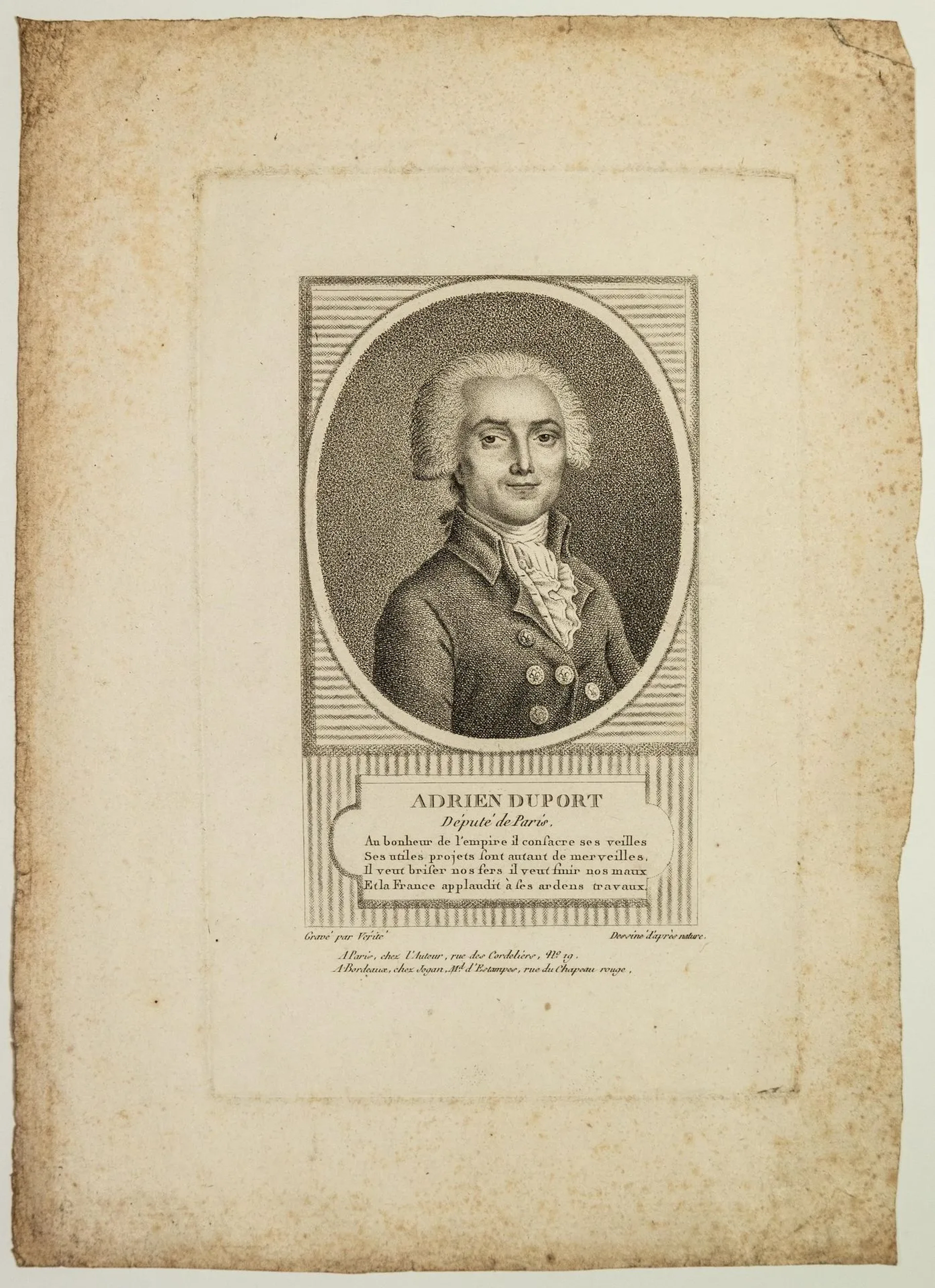 Adrien DUPORT, Deputy of the Paris Nobility at the Estates-G - Lot 153